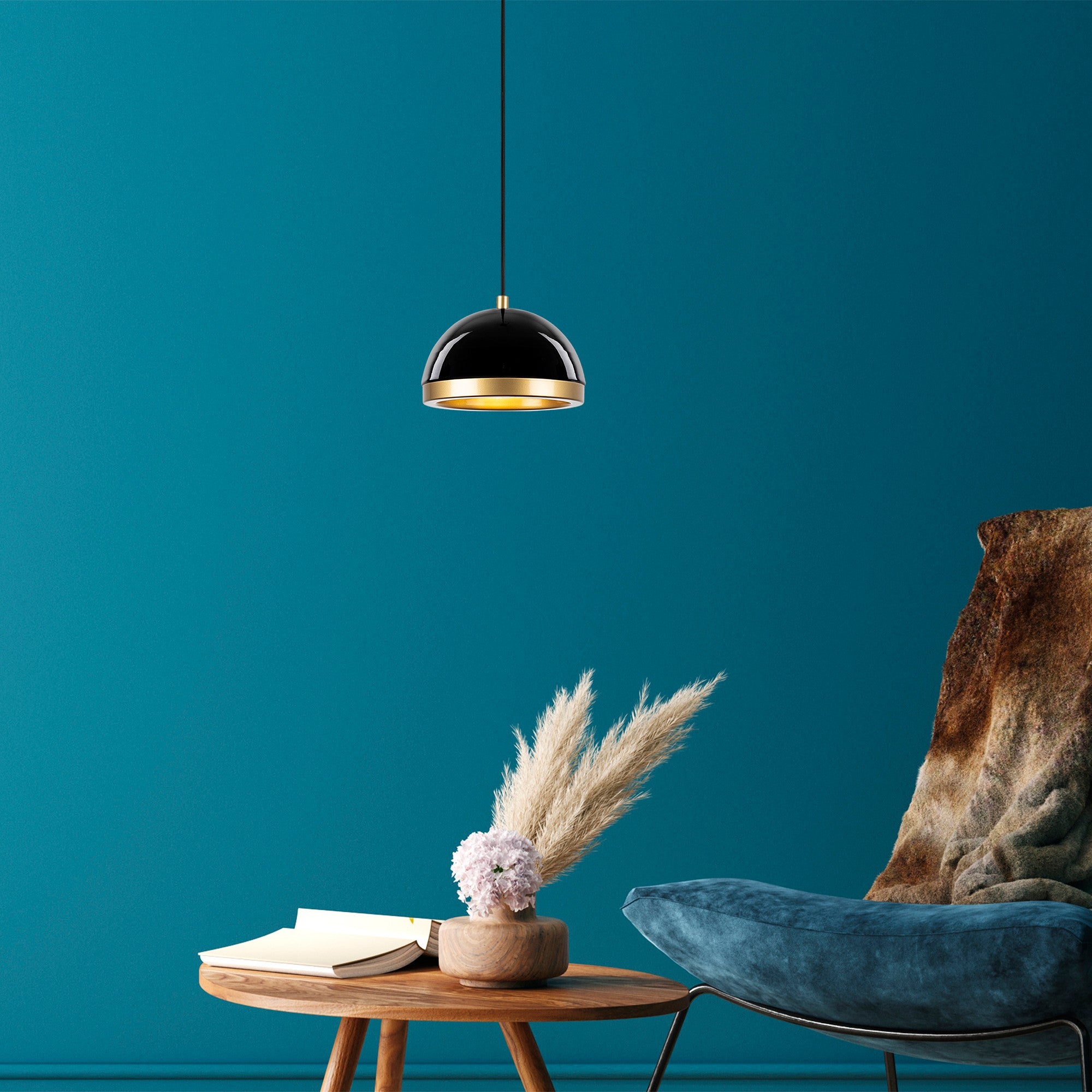 Candeeiro de Teto elegante preto e dourado, altura ajustável 20x20x21 cm, corpo de metal, design escandinavo glamouroso, soquete E27, potência máxima de 40 W, perfeito para espaços modernos