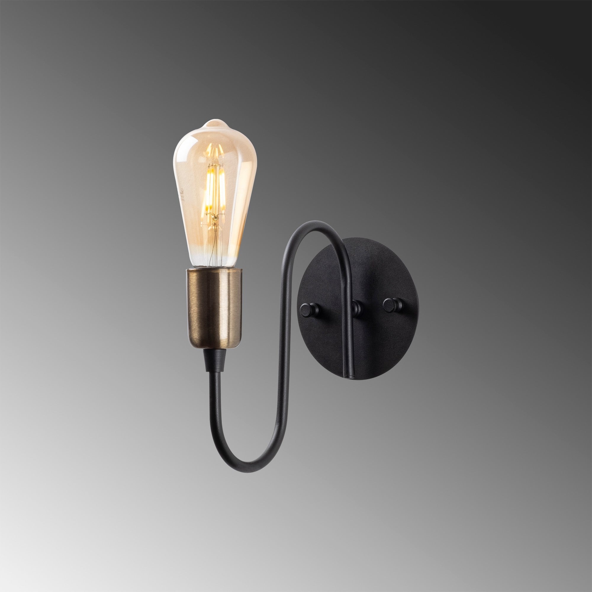 Candeeiro de Parede Industrial, Corpo em Metal Preto e Antigo, 12 x 26 x 20 cm | Soquete E27, Máx. 40 W, IP20 | Iluminação Elegante para Espaços Modernos