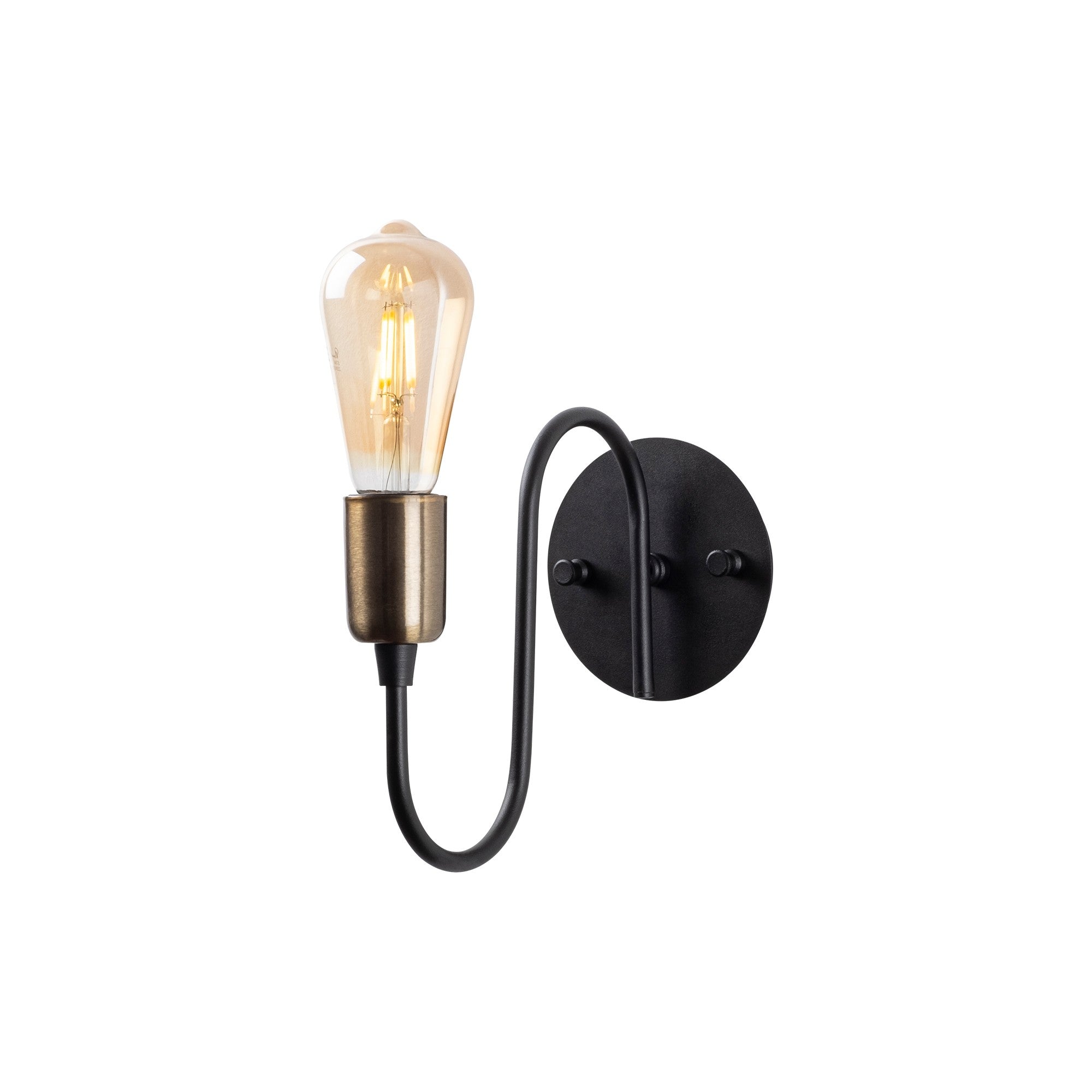 Candeeiro de Parede Industrial, Corpo em Metal Preto e Antigo, 12 x 26 x 20 cm | Soquete E27, Máx. 40 W, IP20 | Iluminação Elegante para Espaços Modernos