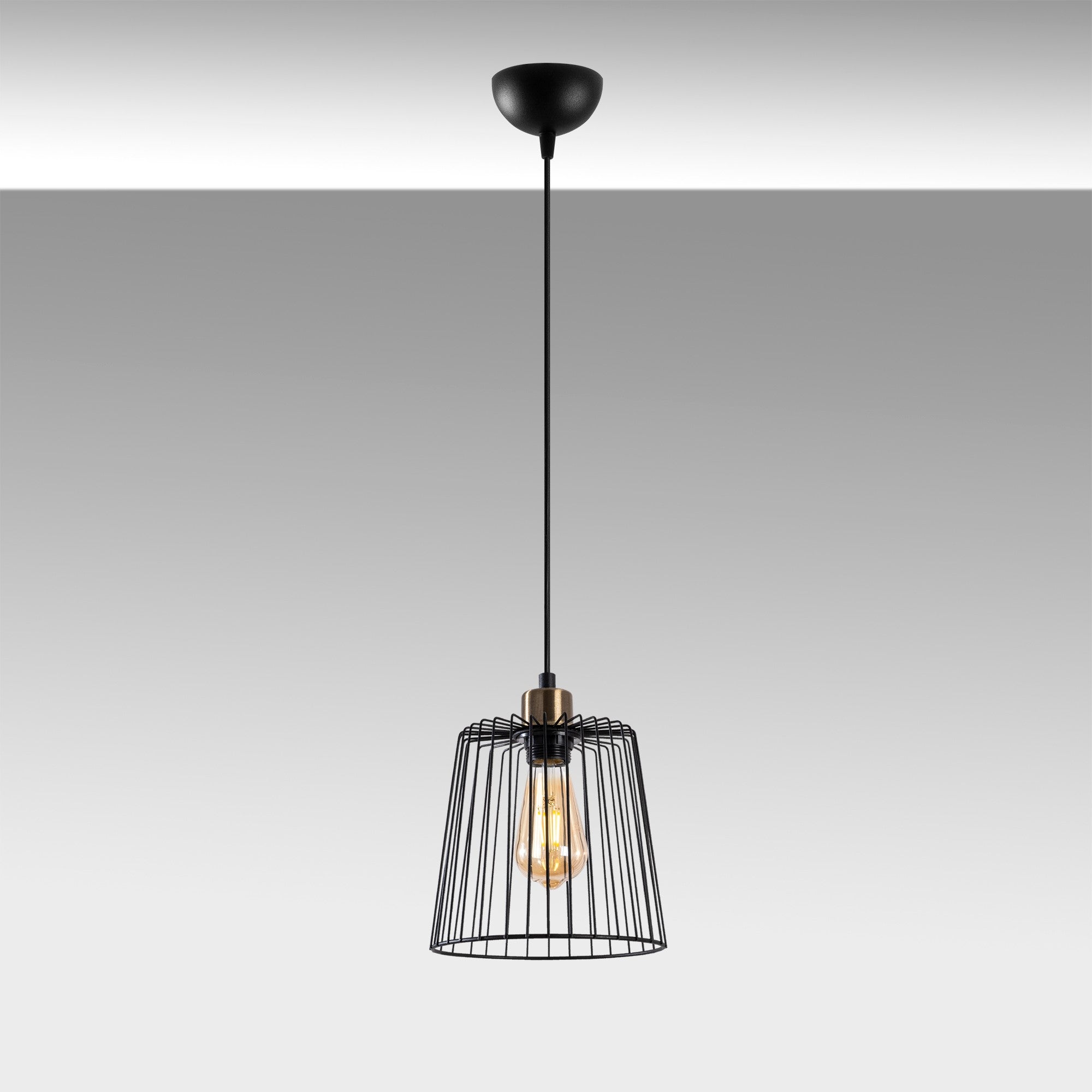 Candeeiro de Teto Industrial, Preto e Antigo, 21 x 21 x 33 cm | Altura Ajustável até 123 cm | Corpo de Metal, Soquete E27, Máx. 40 W | Iluminação Residencial Moderna