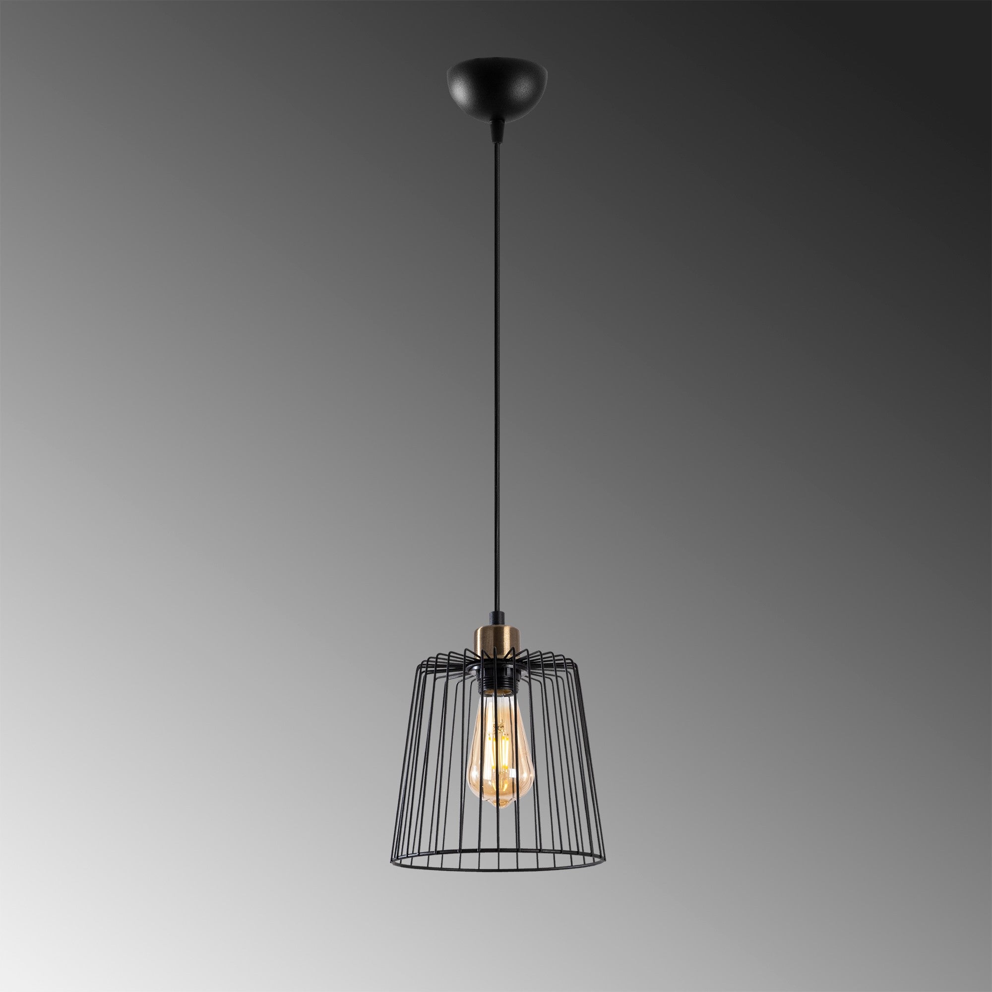 Candeeiro de Teto Industrial, Preto e Antigo, 21 x 21 x 33 cm | Altura Ajustável até 123 cm | Corpo de Metal, Soquete E27, Máx. 40 W | Iluminação Residencial Moderna