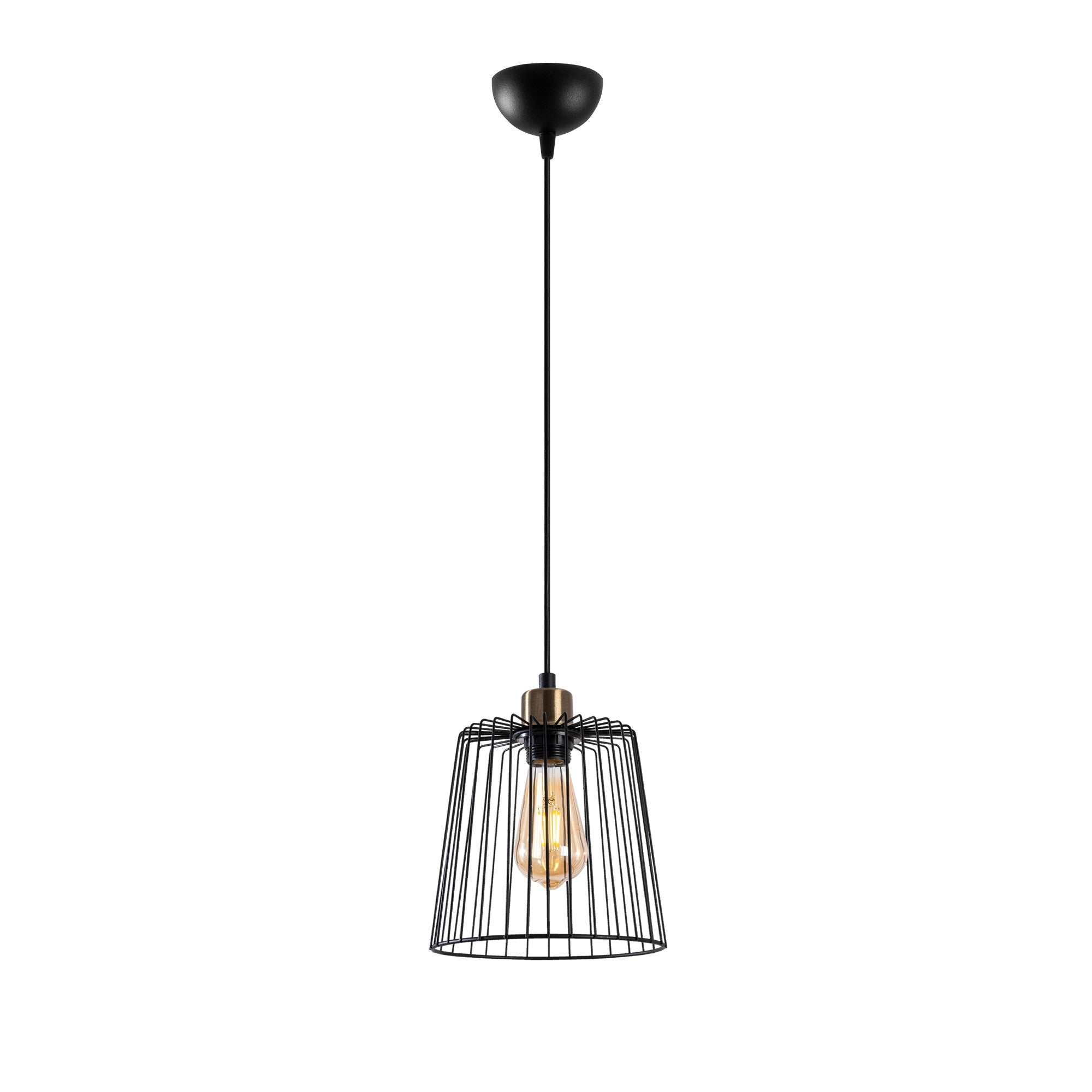 Candeeiro de Teto Industrial, Preto e Antigo, 21 x 21 x 33 cm | Altura Ajustável até 123 cm | Corpo de Metal, Soquete E27, Máx. 40 W | Iluminação Residencial Moderna