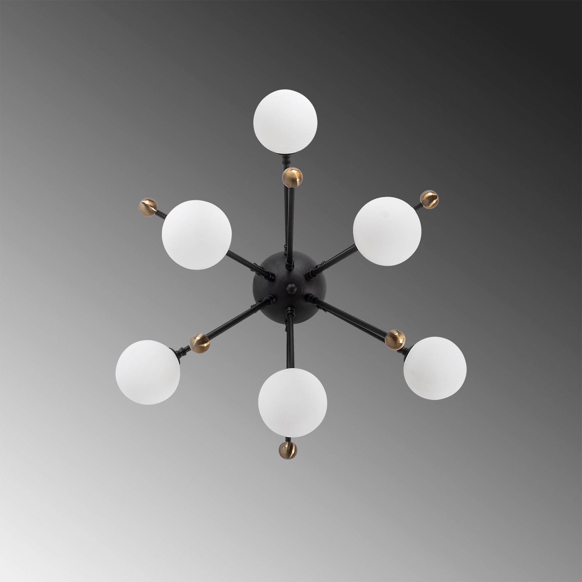 Candeeiro de Teto Industrial Moderno, Preto e Branco Antigo, 50 x 50 x 28 cm | Corpo em Metal, Tampa de Vidro, 6 Soquetes G9 (Lâmpada Não Inclusa) | Design Escandinavo Elegante