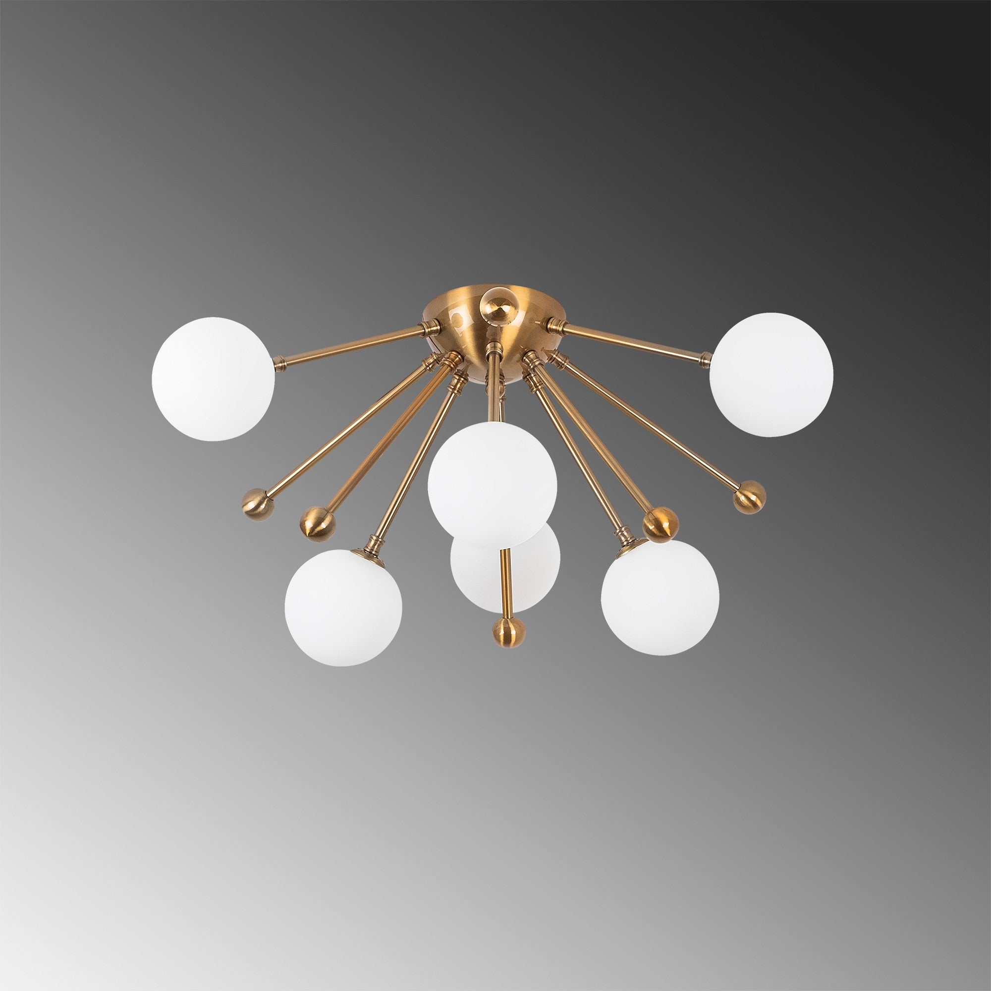 Candeeiro de Teto Vintage Elegante, Corpo de Metal com Tampa de Vidro, 50 x 50 x 28 cm, Acabamento em Cobre, 6 Soquetes G9 (Lâmpada Não Inclusa) | Design Moderno e Glamouroso para Decoração de Casa