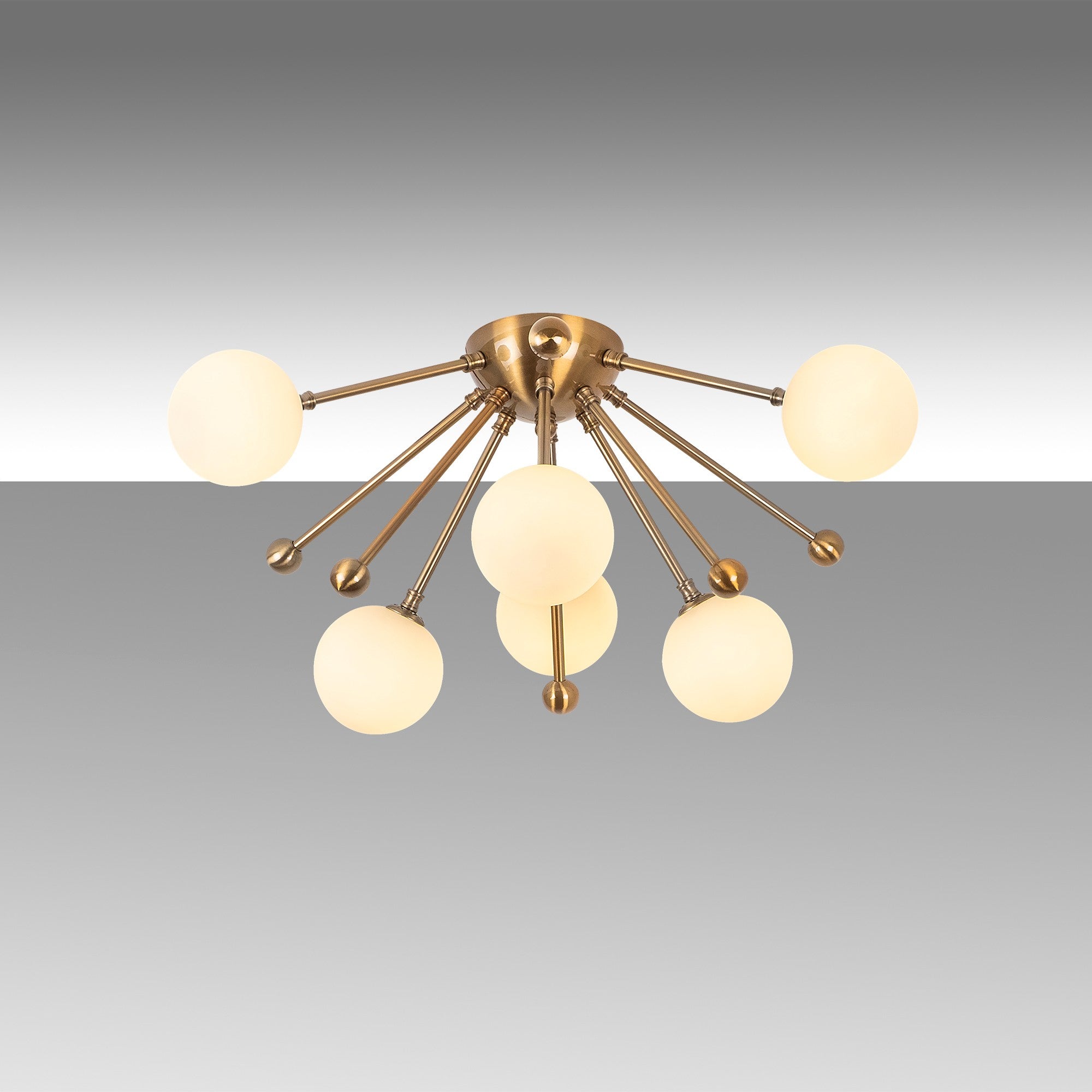 Candeeiro de Teto Vintage Elegante, Corpo de Metal com Tampa de Vidro, 50 x 50 x 28 cm, Acabamento em Cobre, 6 Soquetes G9 (Lâmpada Não Inclusa) | Design Moderno e Glamouroso para Decoração de Casa