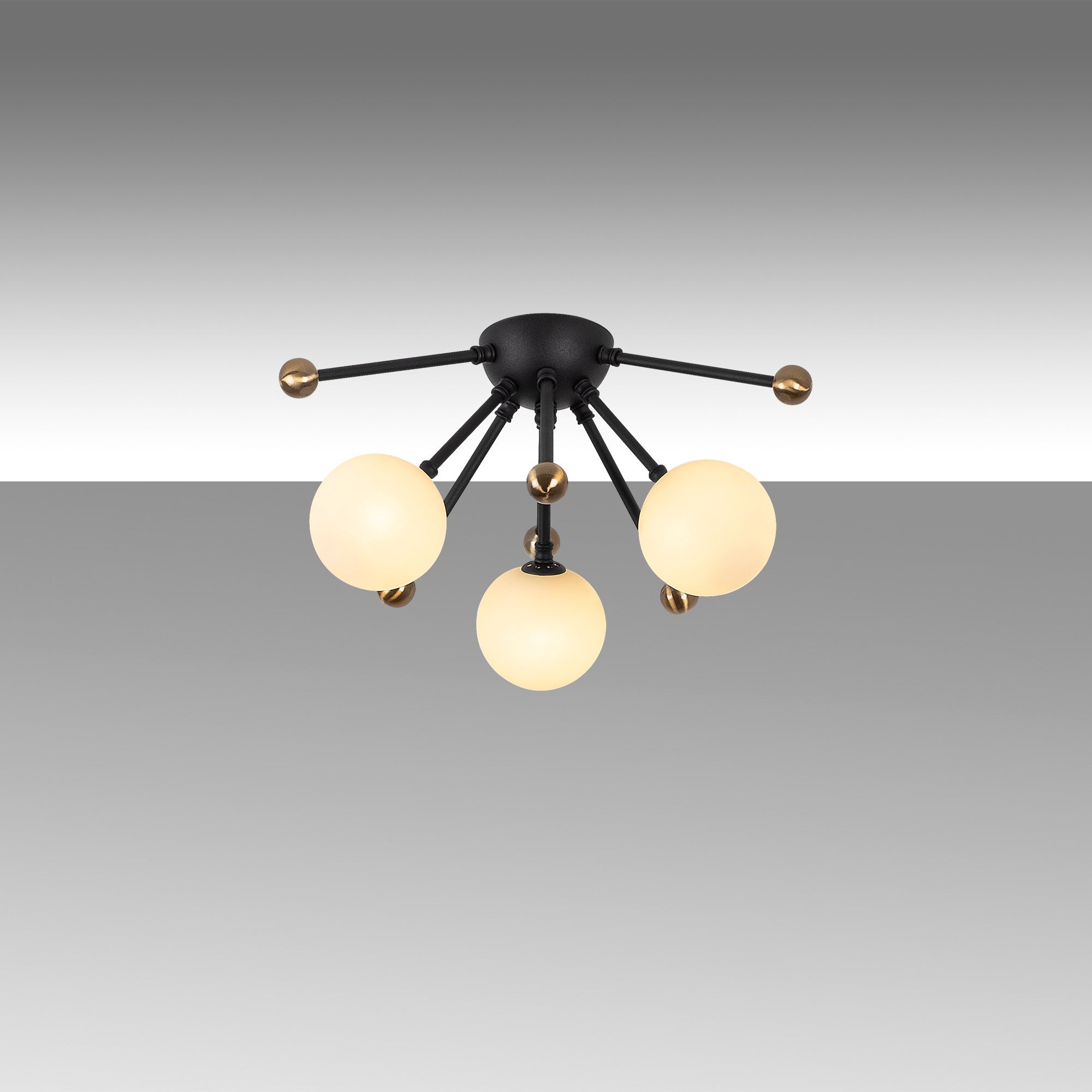 Candeeiro de Teto Industrial Elegante, Acabamento Preto e Antigo, 40 x 40 x 23 cm | Corpo em Metal, Tampa de Vidro, 3 Soquetes G9 (Lâmpada Não Inclusa) | Design Escandinavo Moderno