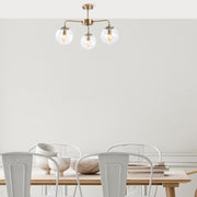 Candeeiro de Teto Vintage Elegante, Corpo em Metal, 56 x 56 x 43 cm, Altura Ajustável, 3 Soquetes E14, Acabamento em Cobre | Perfeito para Decoração Moderna e Escandinava