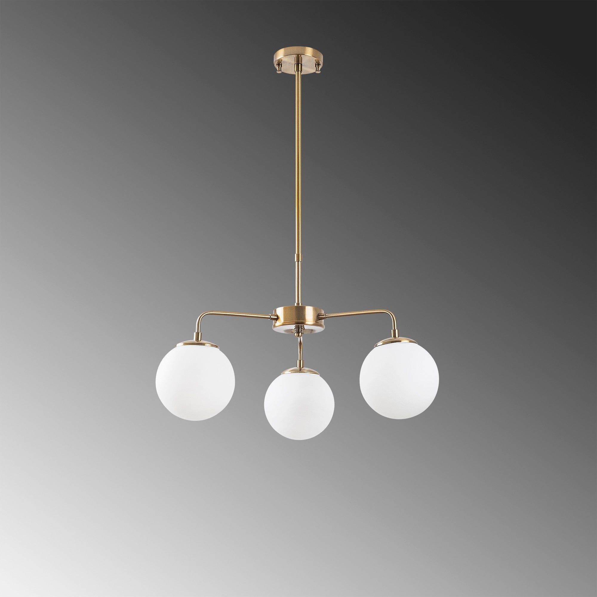 Candeeiro de Teto elegante de cobre, altura ajustável 56 x 56 x 43 cm | Corpo de metal, tampa de vidro, design vintage | 3 soquetes E14, máx. 40 W | Perfeito para espaços modernos