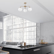 Candeeiro de Teto Vintage Elegante, Corpo em Metal, 56 x 56 x 43 cm, Altura Ajustável, 3 Soquetes E14, Acabamento em Cobre | Perfeito para Decoração Moderna e Escandinava