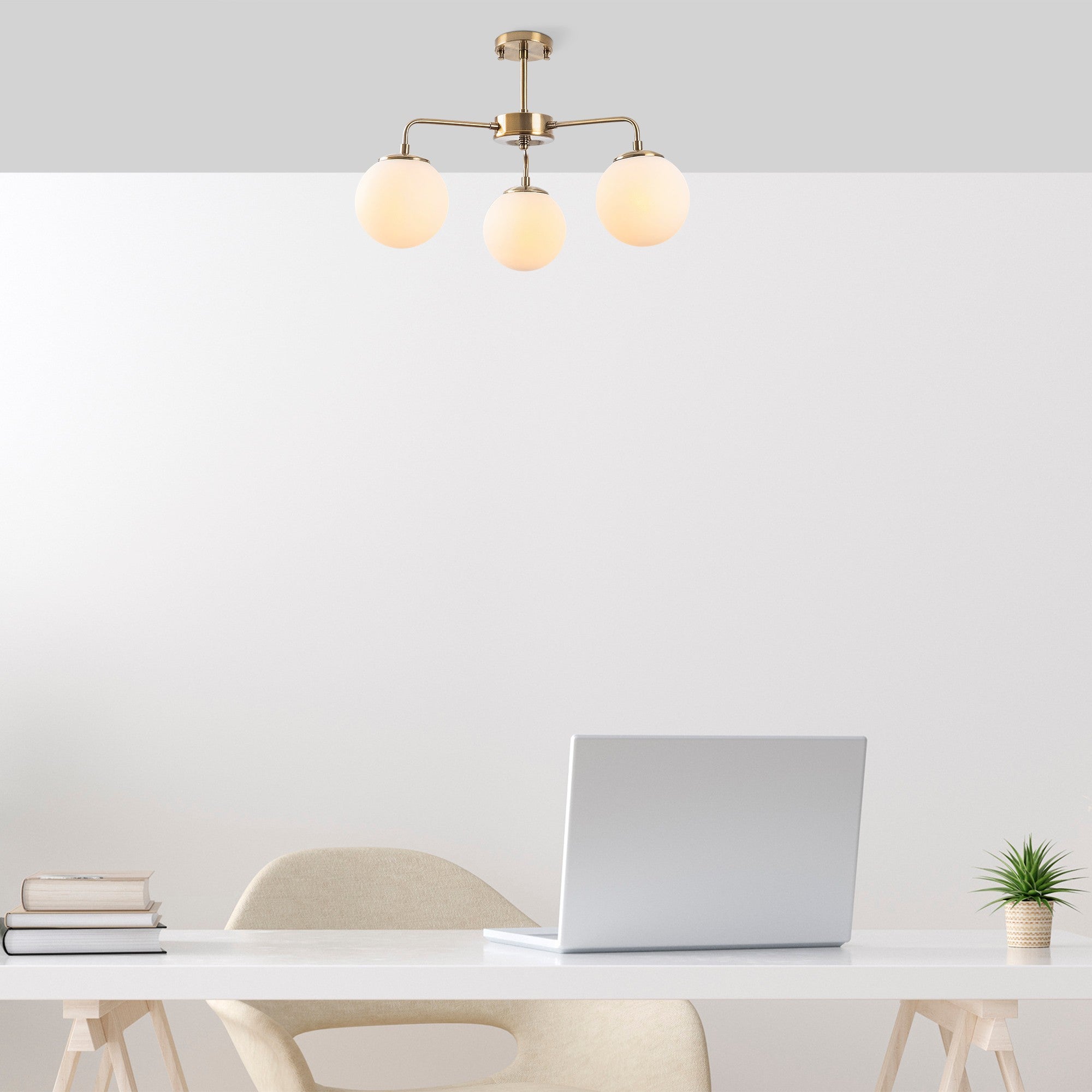 Candeeiro de Teto Vintage Elegante, Corpo em Metal, 56 x 56 x 43 cm, Altura Ajustável, 3 Soquetes E14, Acabamento em Cobre | Perfeito para Decoração Moderna e Escandinava