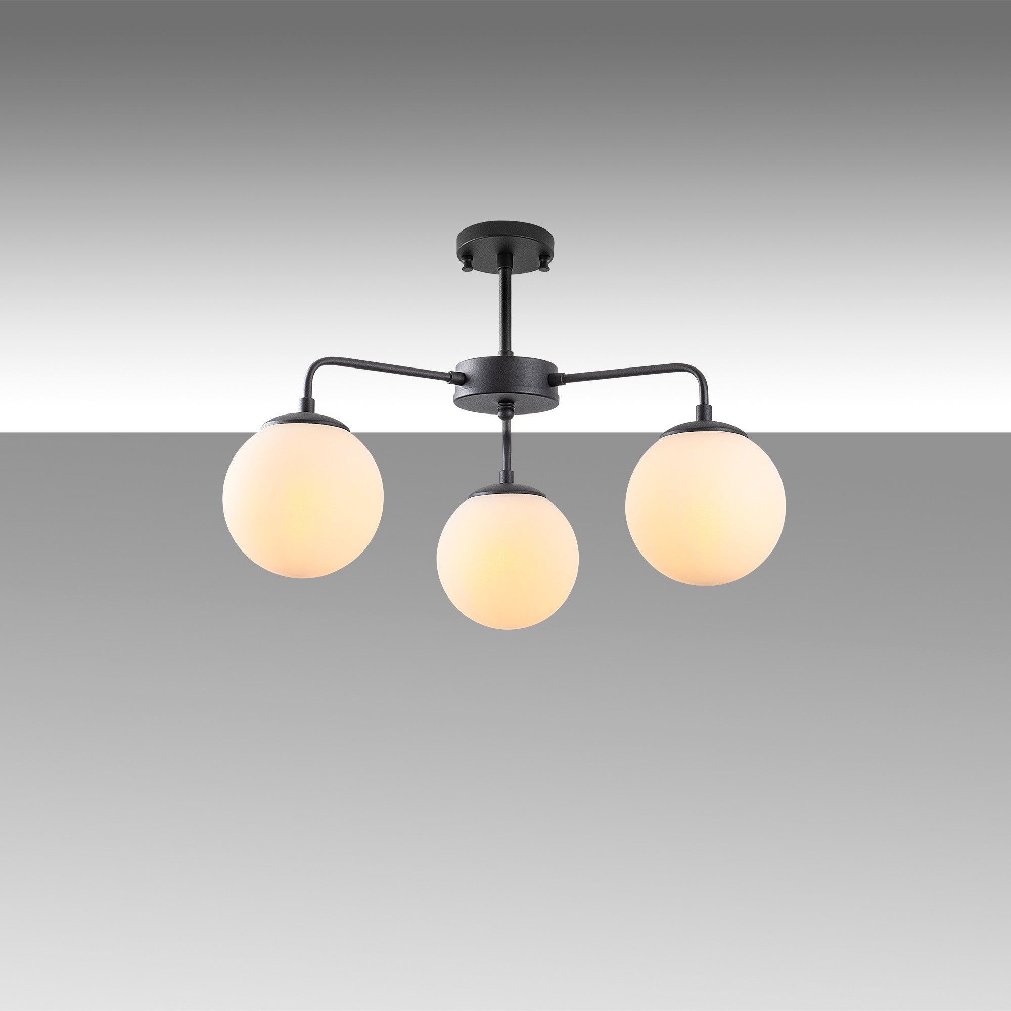 Candeeiro de Teto Industrial Moderno, Preto e Creme, 56 x 56 x 43 cm | Corpo em Metal, Altura Ajustável, 3 Soquetes E14 | Perfeito para Decoração Escandinava e Moderna