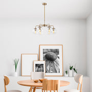 Candeeiro de Teto vintage elegante, corpo de metal, altura ajustável 56x56x43 cm, acabamento em cobre, 6 soquetes E14, perfeito para decoração moderna e escandinava