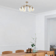 Candeeiro de Teto Vintage Elegante, Corpo em Metal, 56 x 56 x 43 cm, Altura Ajustável, 6 Soquetes E14, Acabamento em Cobre | Perfeito para Decoração Moderna e Escandinava