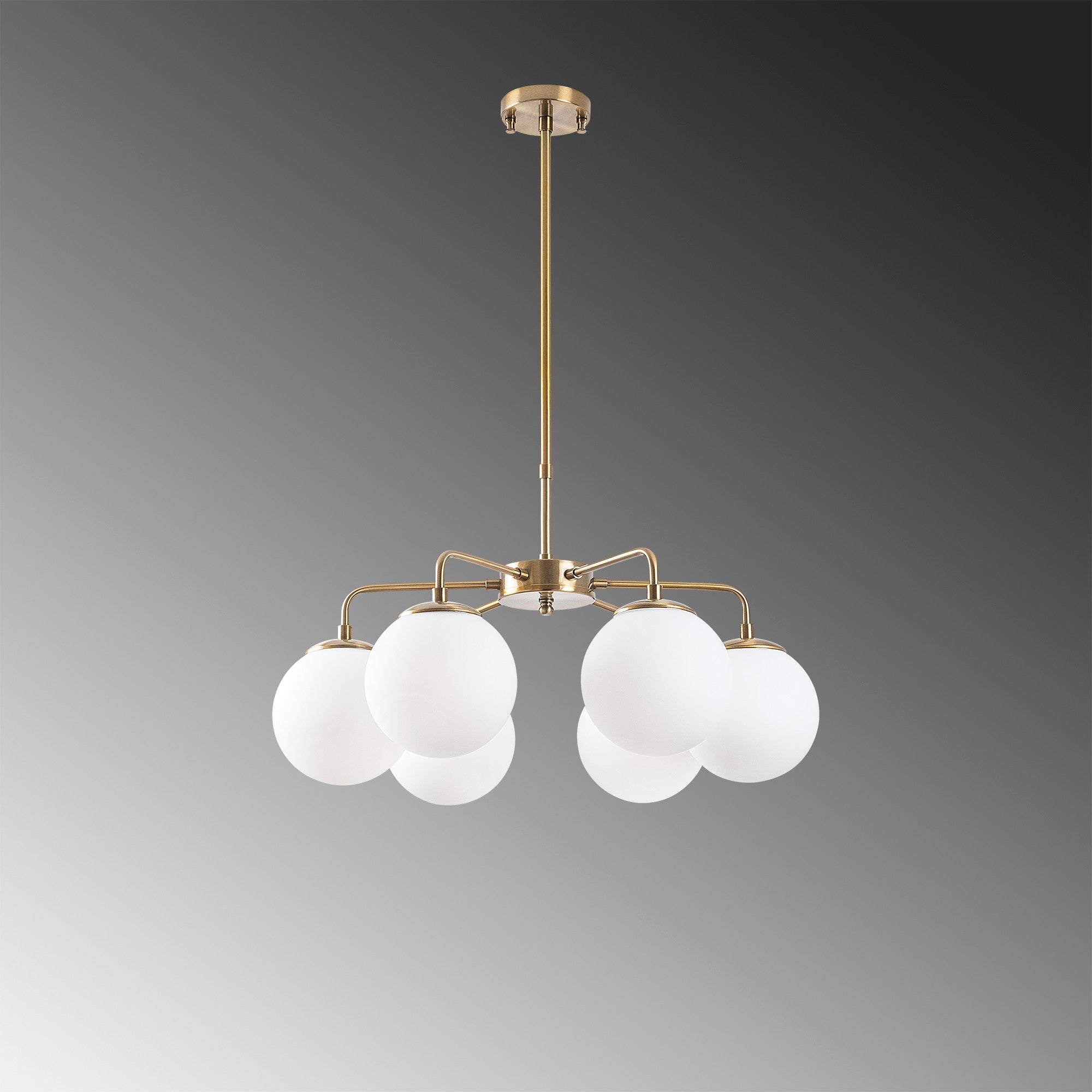 Candeeiro de Teto vintage elegante, corpo de metal, altura ajustável 56x56x43 cm, acabamento em cobre, 6 soquetes E14, perfeito para decoração moderna e escandinava