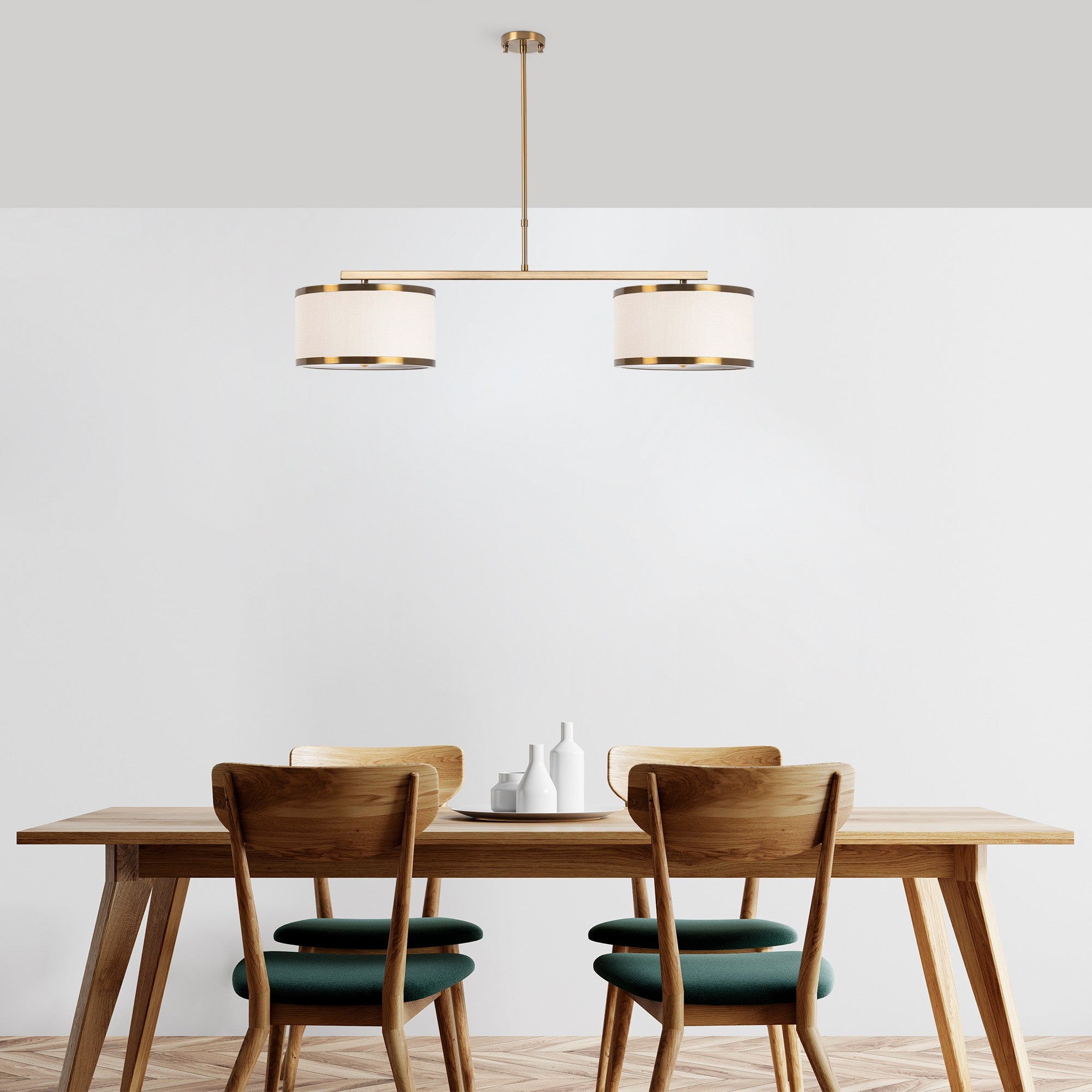 Lustre Vintage Elegante, Corpo em Metal, Altura Ajustável 100 x 30 x 37 cm | 2 Soquetes E27, Máx. 40 W | Iluminação Glamourosa para Espaços Modernos