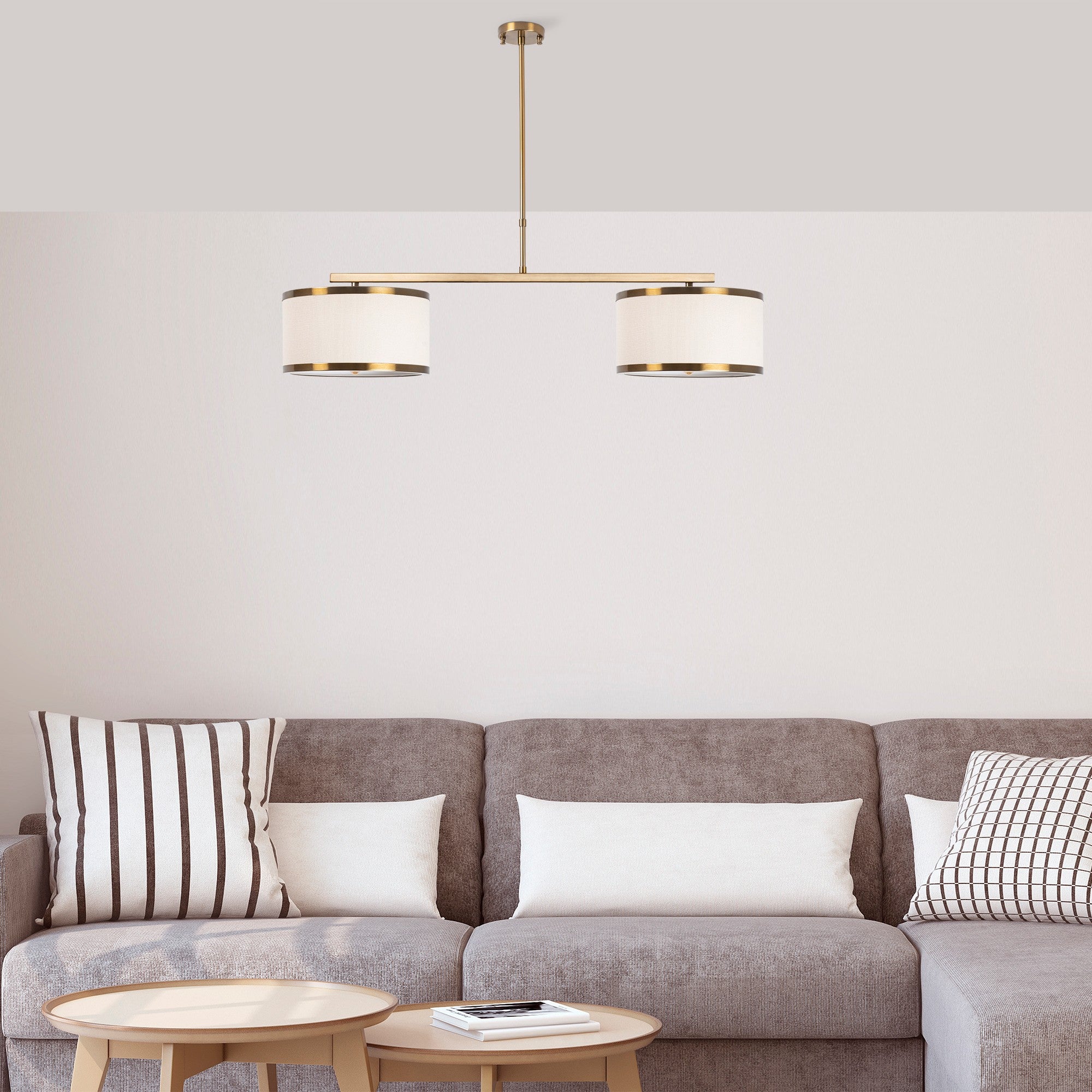 Lustre Vintage Elegante, Corpo em Metal, Altura Ajustável 100 x 30 x 37 cm | 2 Soquetes E27, Máx. 40 W | Iluminação Glamourosa para Espaços Modernos