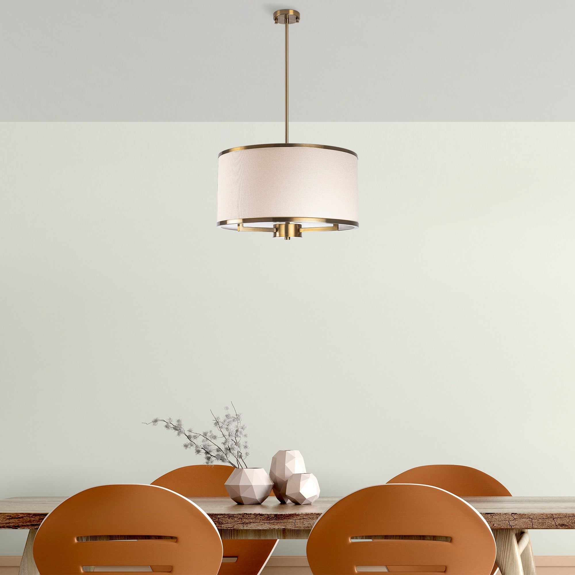 Lustre Vintage Elegante, Corpo em Metal, 50 x 50 x 84 cm | 3 Soquetes E27, Máx. 40 W | Design Glamouroso para Espaços Modernos, Classificação IP20