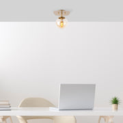 Candeeiro de Teto Vintage Elegante, Corpo de Metal com Tampa de Vidro, 20 x 25 cm | Soquete E14, Máx. 40 W | Design Escandinavo Glamour Tradicional para Decoração de Casa