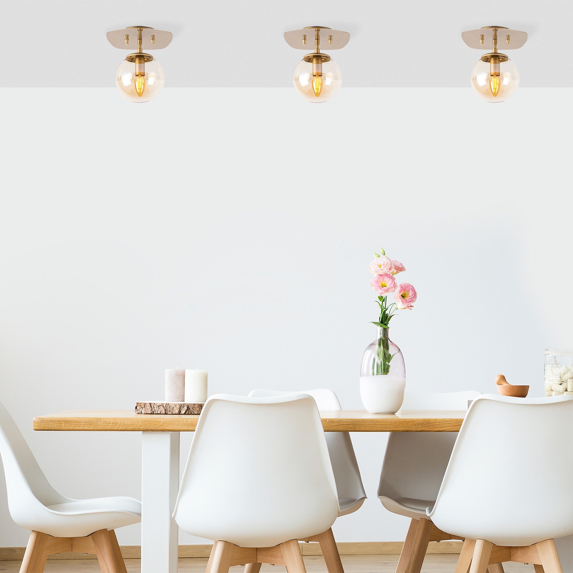 Candeeiro de Teto Vintage Elegante, Corpo de Metal com Tampa de Vidro, 20 x 25 cm | Soquete E14, Máx. 40 W | Design Escandinavo Glamour Tradicional para Decoração de Casa