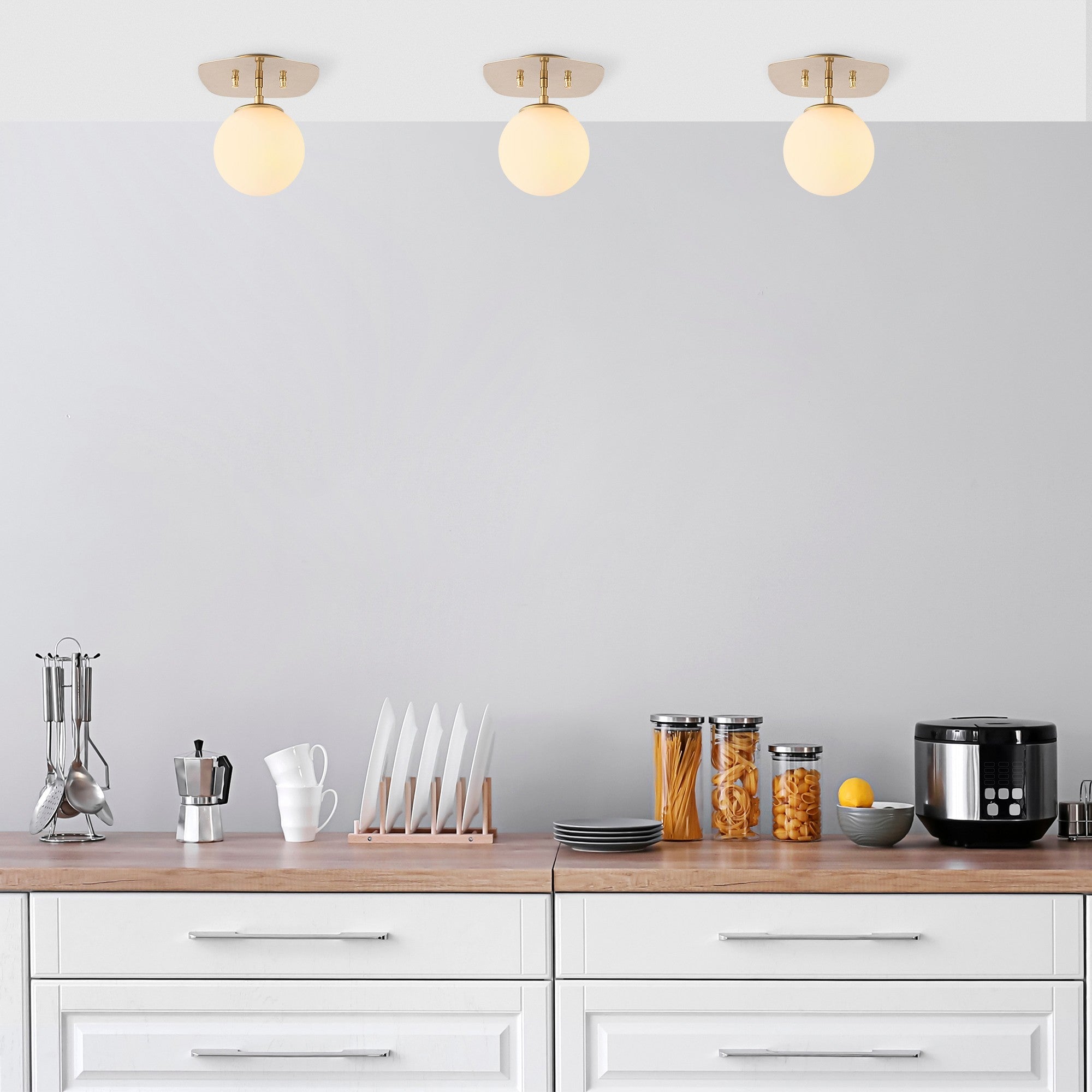 Candeeiro de Teto Dourado Elegante, Corpo em Metal, 20 x 25 x 25 cm | Design Glamour Tradicional, Soquete E14, Potência Máxima de 40 W | Perfeito para Decoração Escandinava