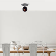 Candeeiro de Teto Industrial Preto, Corpo em Metal, 20 x 25 x 25 cm, Soquete E14, Potência Máxima de 40 W, Elegante Tampa de Vidro | Perfeito para Espaços Tradicionais e Modernos