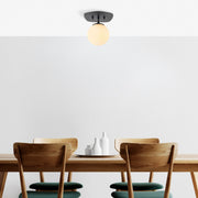 Candeeiro de Teto de estilo industrial, preto e amarelo, 20 x 25 x 25 cm | Corpo de metal, tampa de vidro, soquete E14, máx. 40 W | Perfeito para decoração tradicional e escandinava