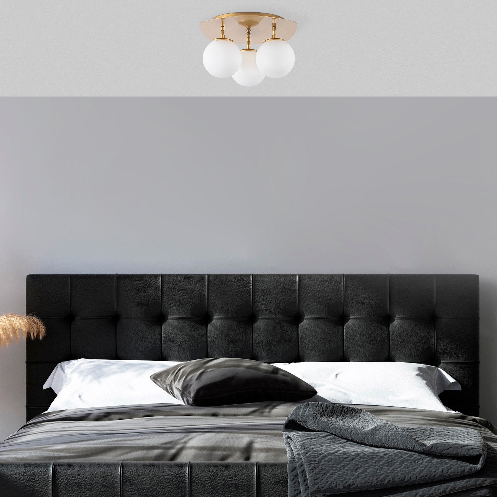 Candeeiro de Teto Dourado Elegante, Corpo em Metal, 37 x 44 x 25 cm | 3 Soquetes E14, Máx. 40 W | Design Moderno e Glamouroso para Hotéis e Casas Escandinavas, Lâmpada Não Inclusa