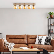 Candeeiro de Teto Dourado Elegante, Corpo em Metal, 90 x 23 x 25 cm | 5 Soquetes E14, Máx. 40 W | Design Escandinavo Moderno, Perfeito para Decoração Glamourosa