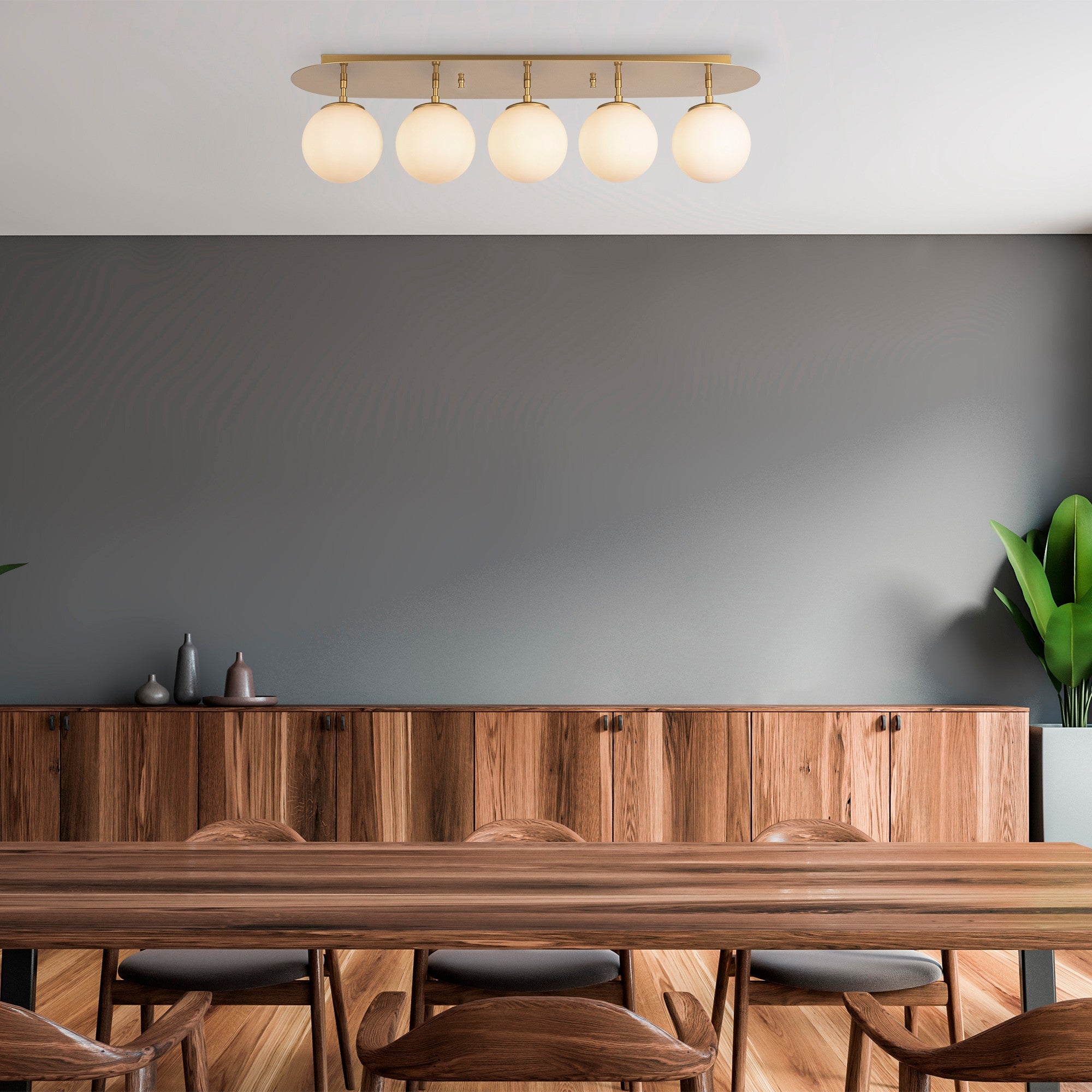 Candeeiro de Teto Dourado Elegante, Corpo em Metal, 90 x 23 x 25 cm | 5 Soquetes E14, Máx. 40 W | Design Escandinavo Moderno e Glamouroso, Perfeito para Decoração de Casa