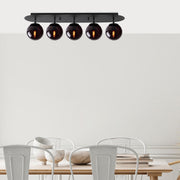 Candeeiro de Teto preto moderno, corpo de metal, 90 x 23 x 25 cm | 5 soquetes E14, máx. 40 W | Design industrial e escandinavo elegante para decoração de casa