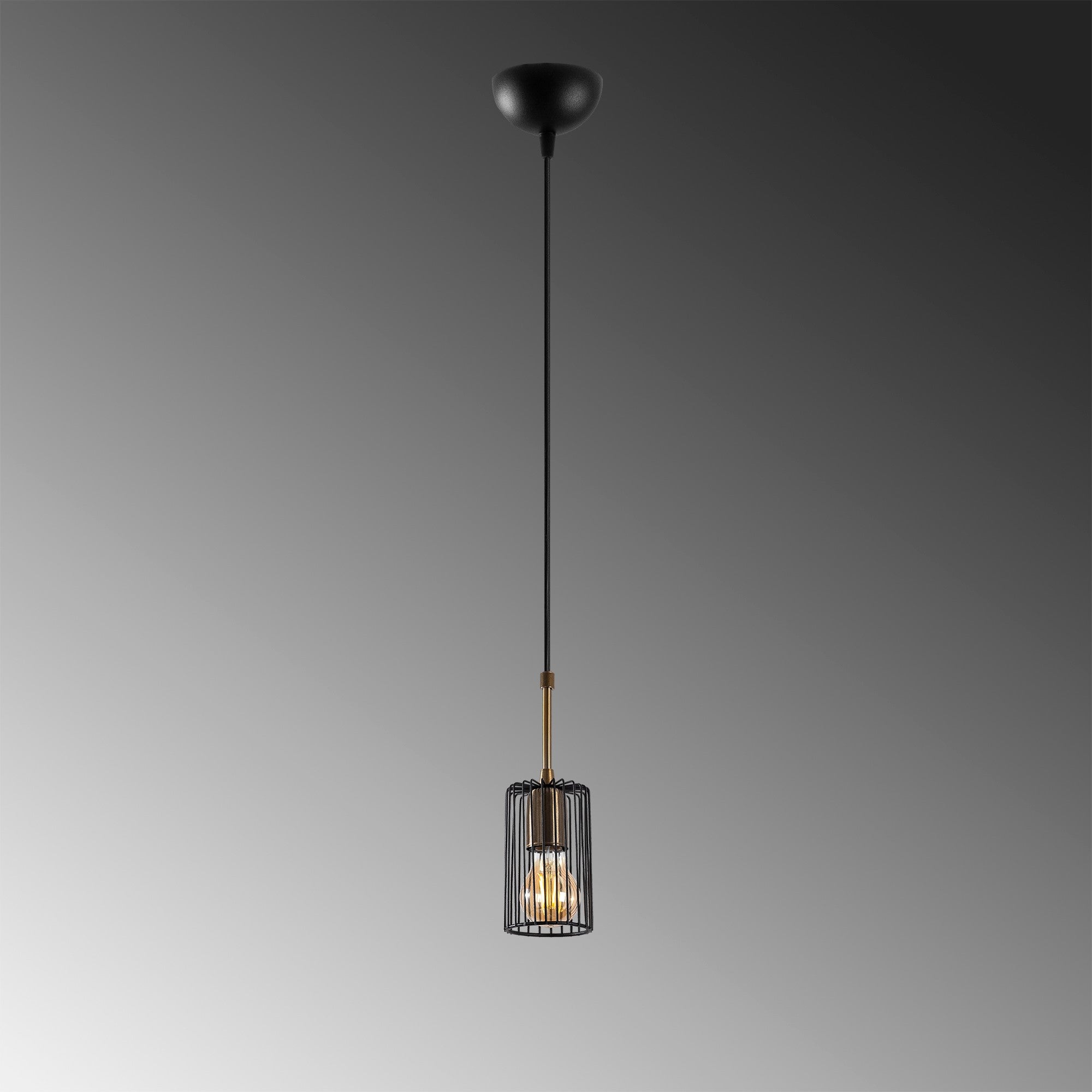 Candeeiro de Teto Industrial, Acabamento Preto e Antigo, 16 x 16 x 36 cm | Altura Ajustável até 126 cm | Soquete E27, Máx. 40 W | Iluminação Residencial Moderna
