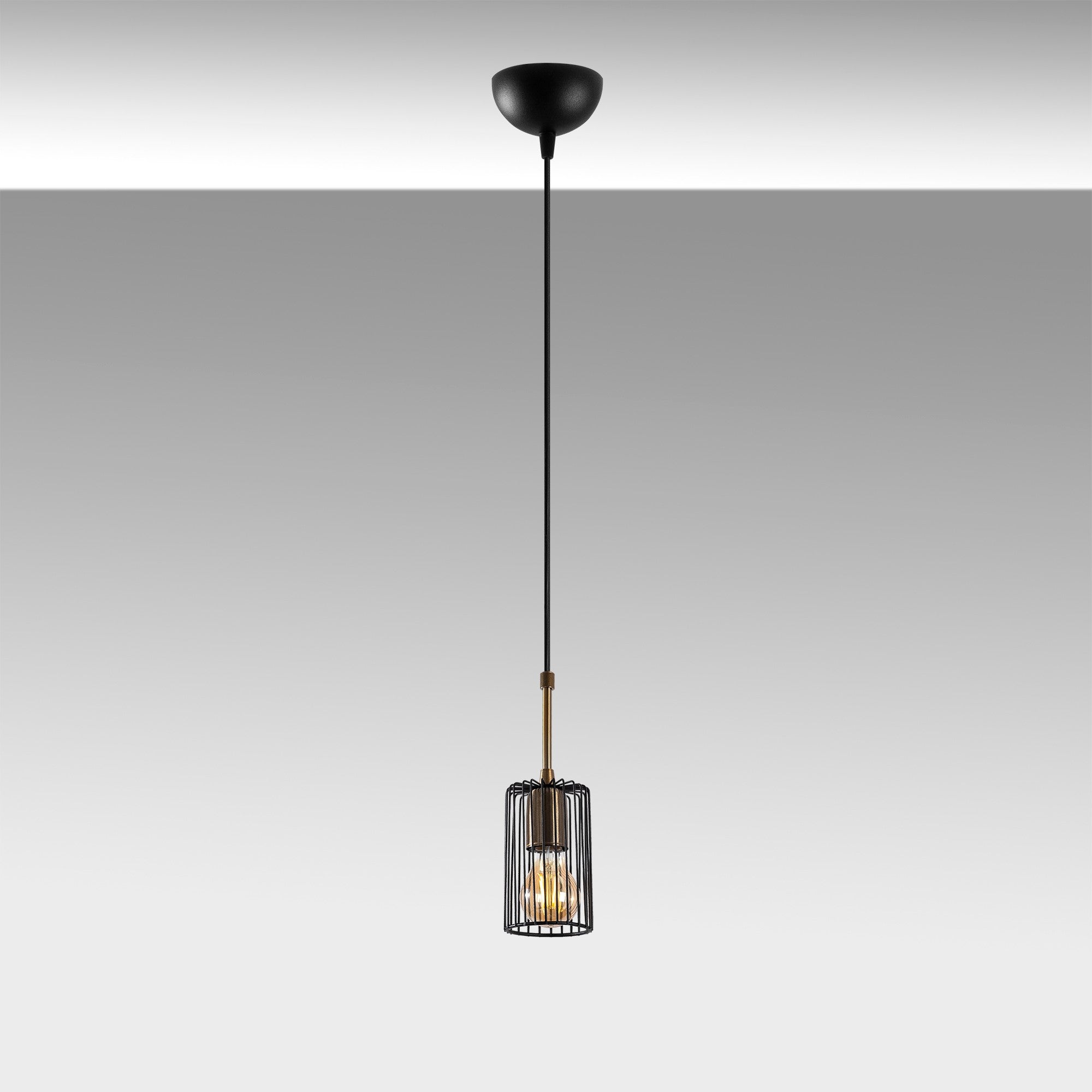 Candeeiro de Teto Industrial, Acabamento Preto e Antigo, 16 x 16 x 36 cm | Altura Ajustável até 126 cm | Soquete E27, Máx. 40 W | Iluminação Residencial Moderna