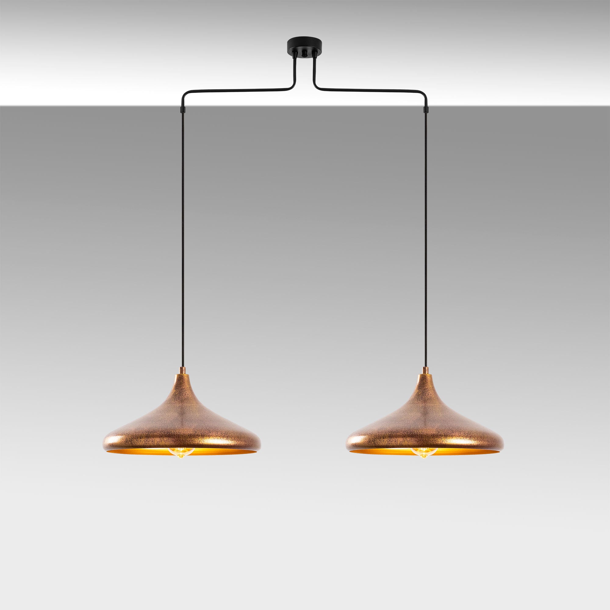 Candeeiro de Teto Elegante de Pátina, Corpo em Metal, 100 x 35 x 132 cm | Altura Ajustável, 2 x E27, Máx. 40 W | Design Moderno e Glamouroso para Interiores Elegantes