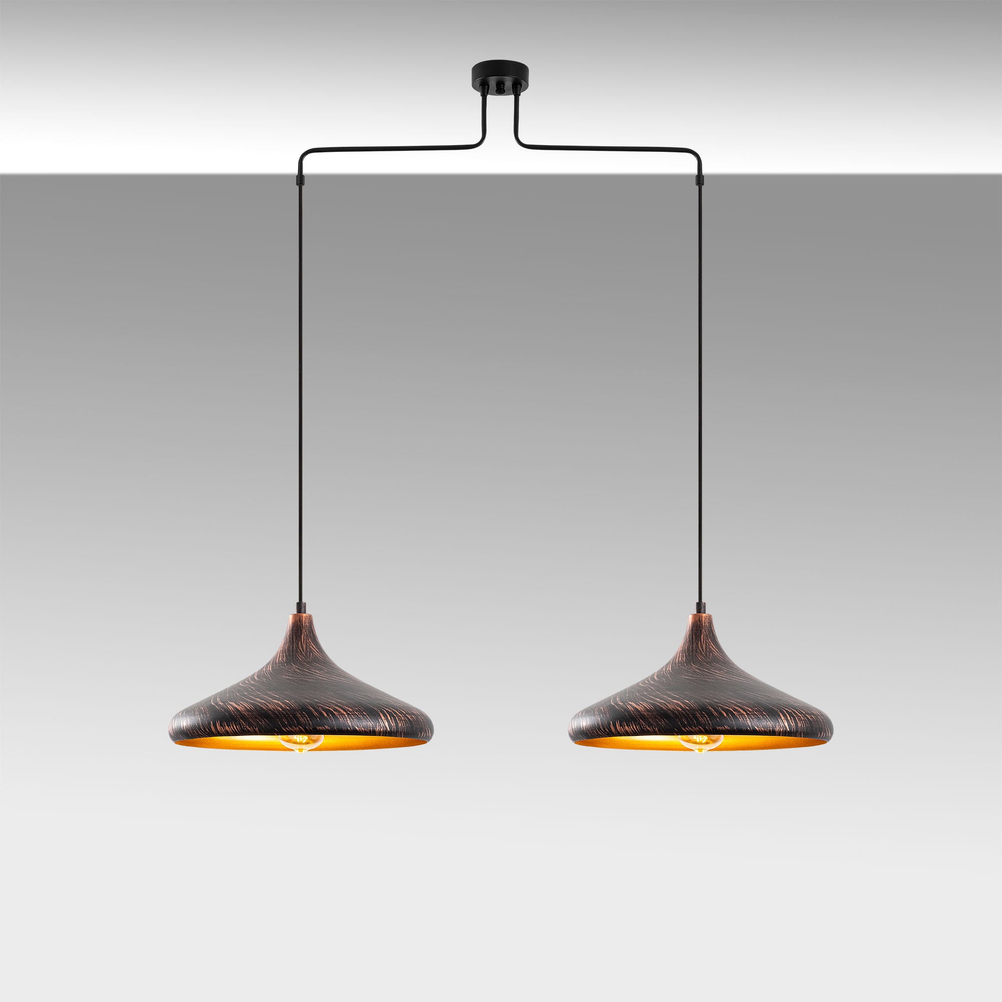 Candeeiro de Teto moderno de pátina, corpo de metal, 100 x 35 x 132 cm | Altura ajustável, 2 soquetes E27, IP20 | Design industrial e escandinavo elegante