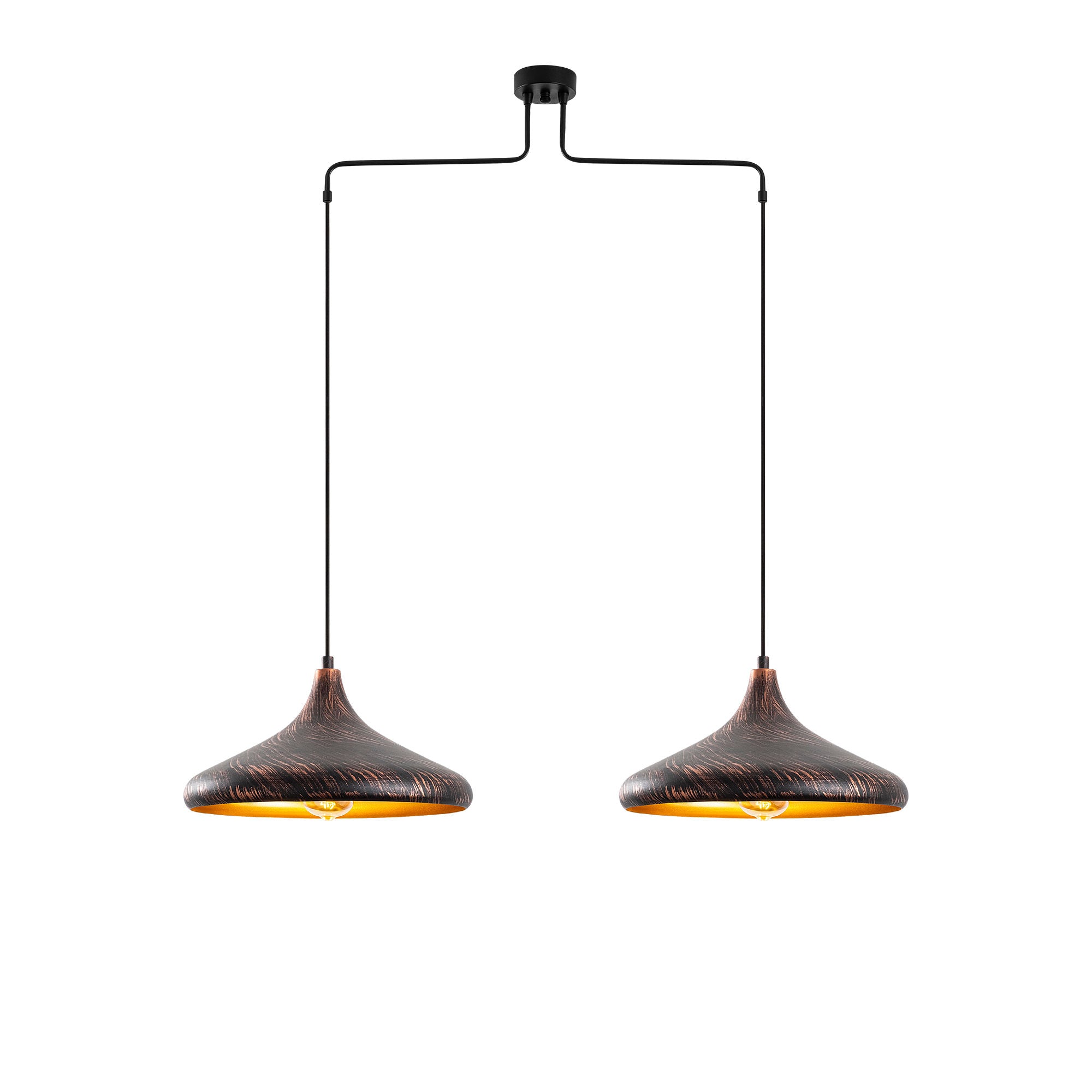 Candeeiro de Teto moderno de pátina, corpo de metal, 100 x 35 x 132 cm | Altura ajustável, 2 soquetes E27, IP20 | Design industrial e escandinavo elegante