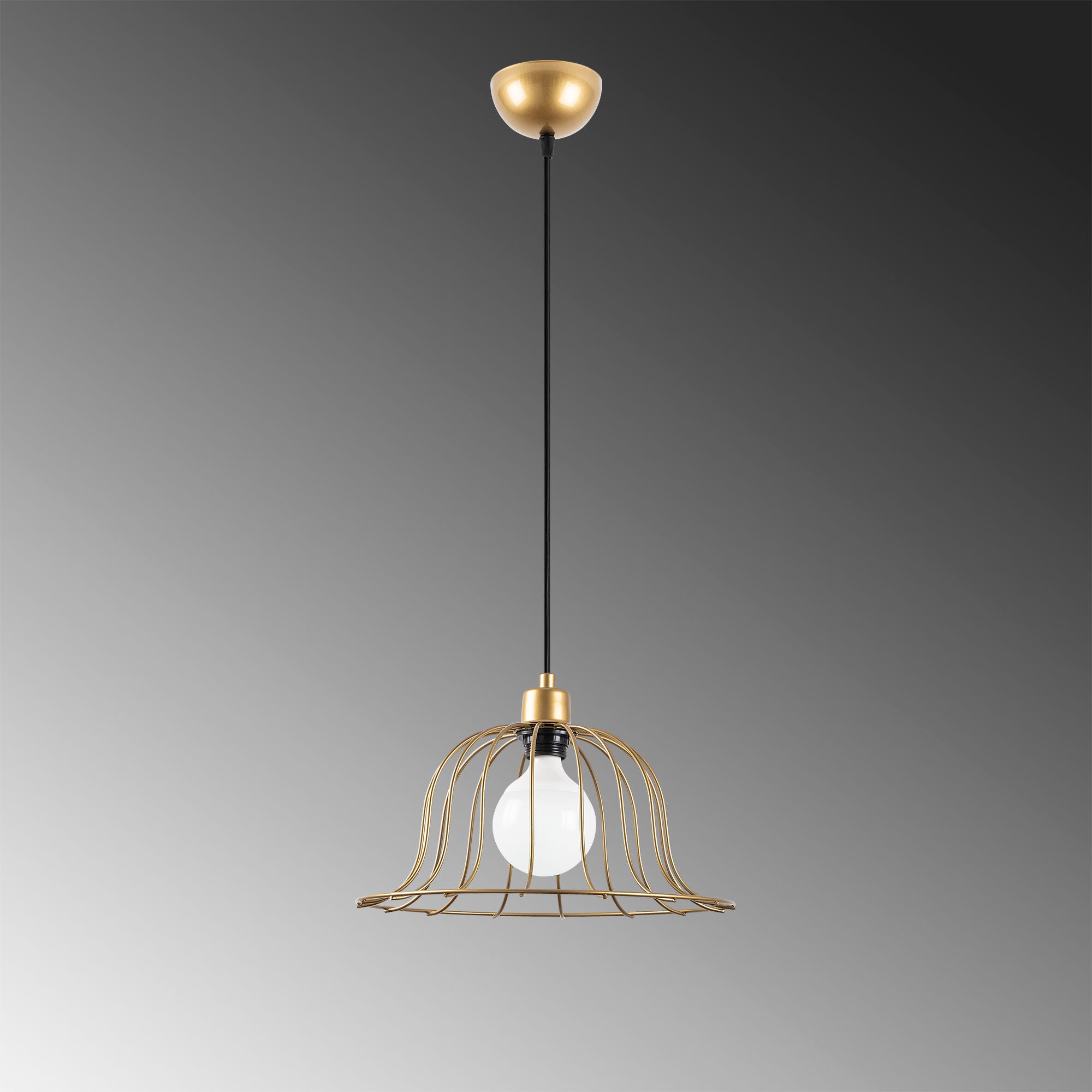 Candeeiro de Teto elegante em ouro brilhante, corpo de metal, altura ajustável, 35 x 35 x 121 cm | Soquete E27, design moderno e glamouroso para casa e escritório | Classificação IP20