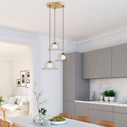 Candeeiro de Teto Elegante Dourado Brilhante, 62 x 62 x 121 cm | Corpo em Metal, Altura Ajustável, 3 x E27 máx. 40 W | Design Glamour Moderno para Interiores Elegantes