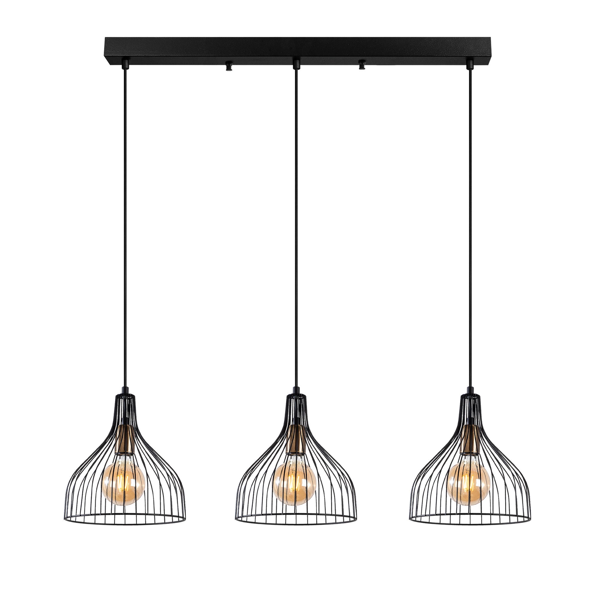 Candeeiro de Teto Industrial, Acabamento Preto e Antigo, 94 x 25 x 121 cm | Corpo em Metal, Altura Ajustável, 3 Soquetes E27, Perfeito para Espaços Modernos