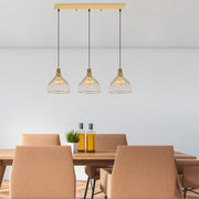 Candeeiro de Teto Dourado Elegante, Corpo em Metal, 94 x 25 x 121 cm | Altura Ajustável, 3 Soquetes E27, Design Moderno e Glamouroso | Perfeito para Salas de Estar e Salas de Jantar