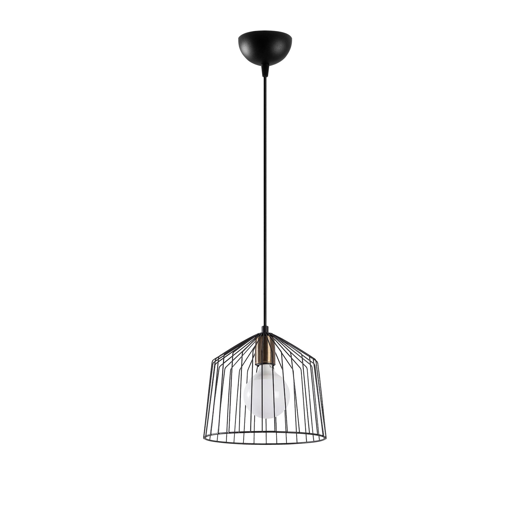 Candeeiro de Teto Industrial com Corpo em Metal, Acabamento Preto e Antigo, 26 x 26 x 121 cm | Altura Ajustável, Soquete E27, Perfeito para Espaços Modernos