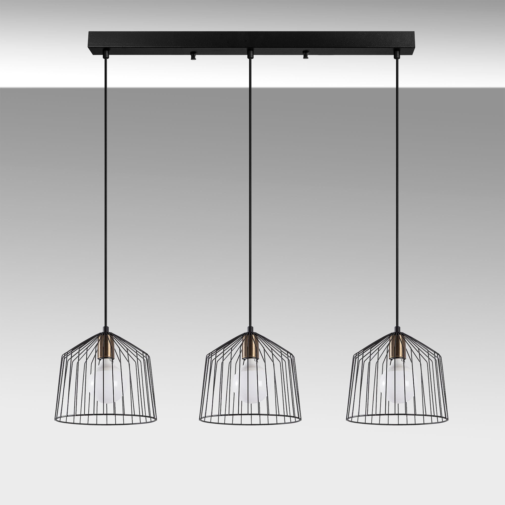 Candeeiro de Teto Industrial com Corpo em Metal, Altura Regulável, Acabamento Preto e Antigo, 96 x 26 x 121 cm | 3 Soquetes E27, Perfeito para Espaços Modernos