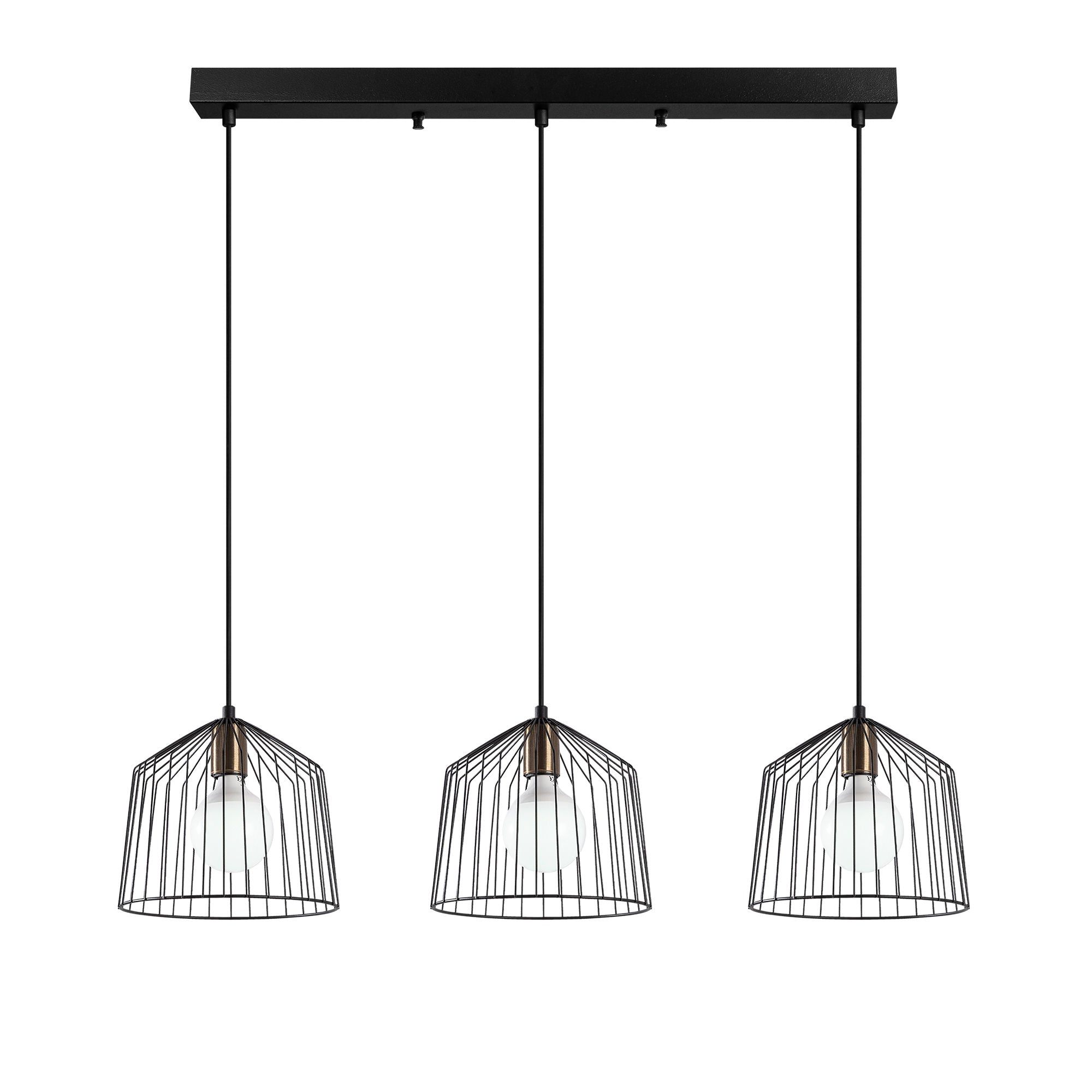Candeeiro de Teto Industrial com Corpo em Metal, Altura Regulável, Acabamento Preto e Antigo, 96 x 26 x 121 cm | 3 Soquetes E27, Perfeito para Espaços Modernos