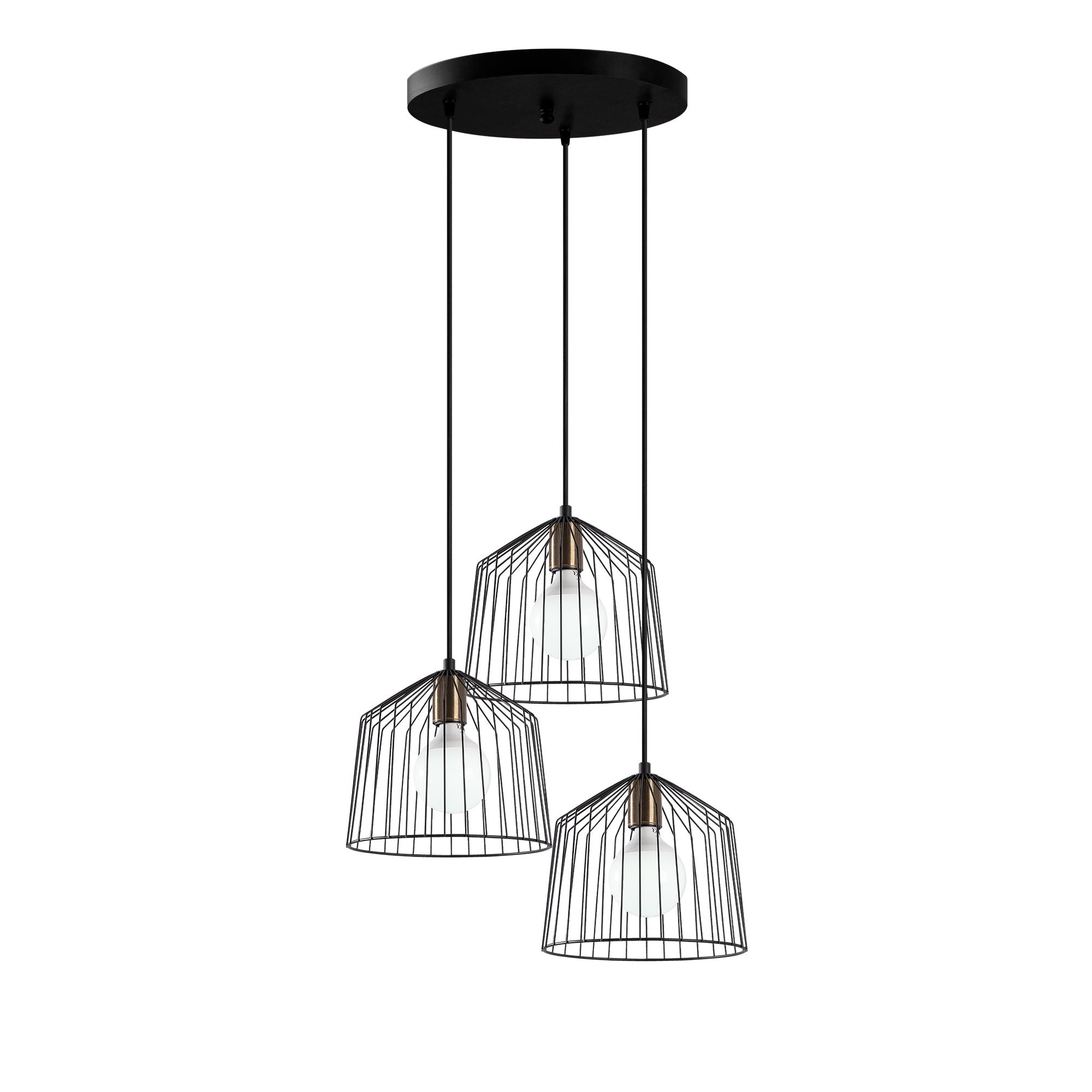 Candeeiro de Teto Industrial, Preto e Antigo, 50 x 50 x 121 cm | Corpo em Metal, Altura Ajustável, 3 x E27 máx. 40 W | Design Moderno e Inovador para Espaços Elegantes