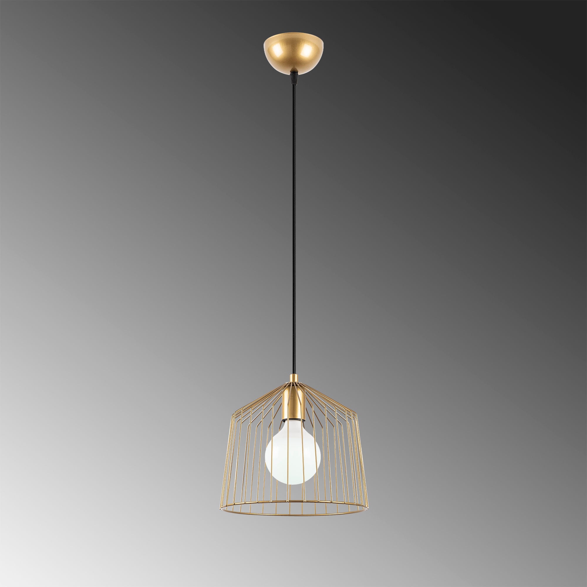 Candeeiro de Teto elegante em ouro brilhante, corpo de metal, 26 x 26 x 121 cm, altura ajustável, soquete E27, design moderno e glamouroso para decoração elegante de casa