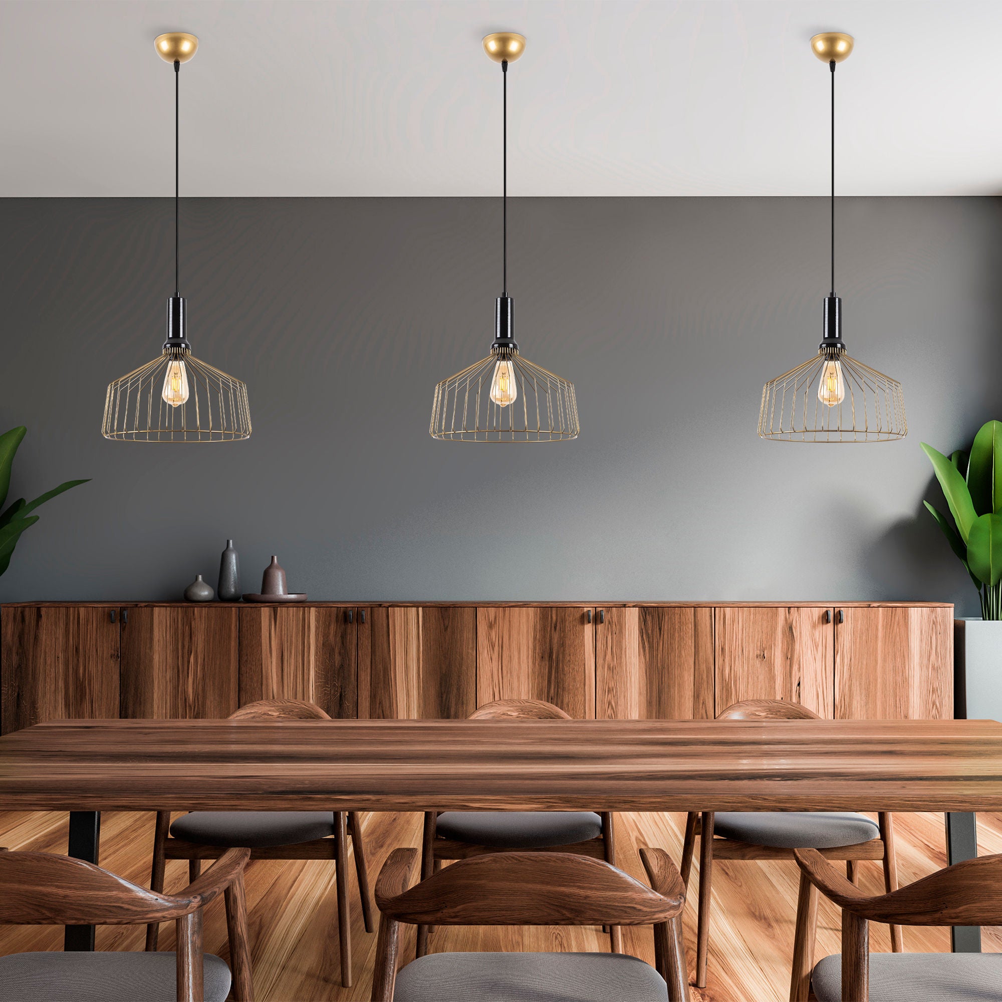 Candeeiro de Teto Dourado Brilhante e Glamouroso, Corpo em Metal, Altura Ajustável, 34 x 34 x 134 cm | Soquete E27, Potência Máxima de 40 W | Iluminação Elegante para Espaços Modernos