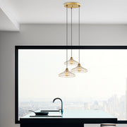 Candeeiro de Teto Dourado Elegante, Corpo em Metal, 65 x 64 x 120 cm | Altura Ajustável, 3 Soquetes E27, Design Moderno e Glamouroso | Perfeito para Salas de Estar e Jantar