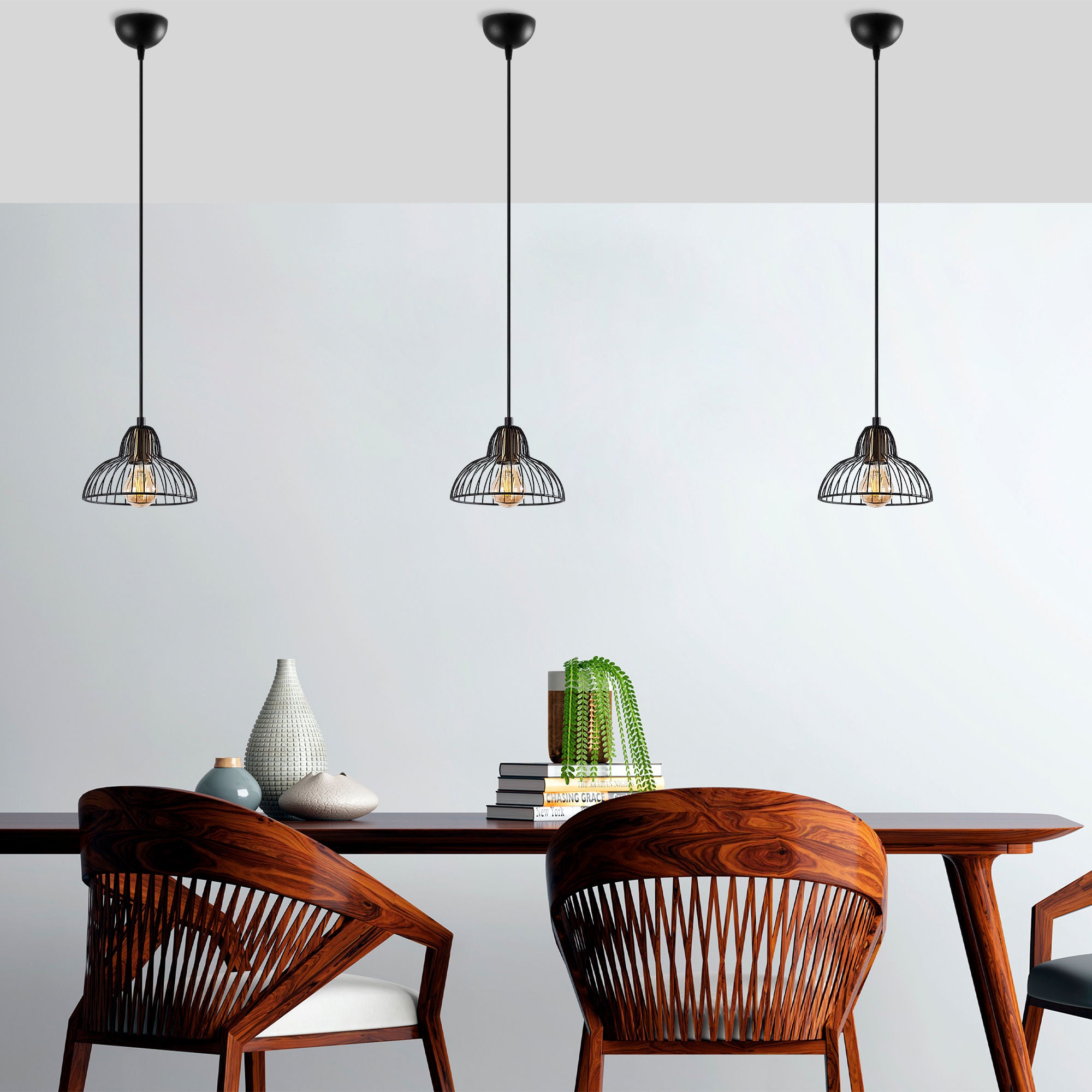 Candeeiro de Teto Industrial com Corpo em Metal, Altura Regulável, Acabamento Preto e Antigo, 20 x 20 x 114 cm | Soquete E27, Perfeito para Decoração Moderna