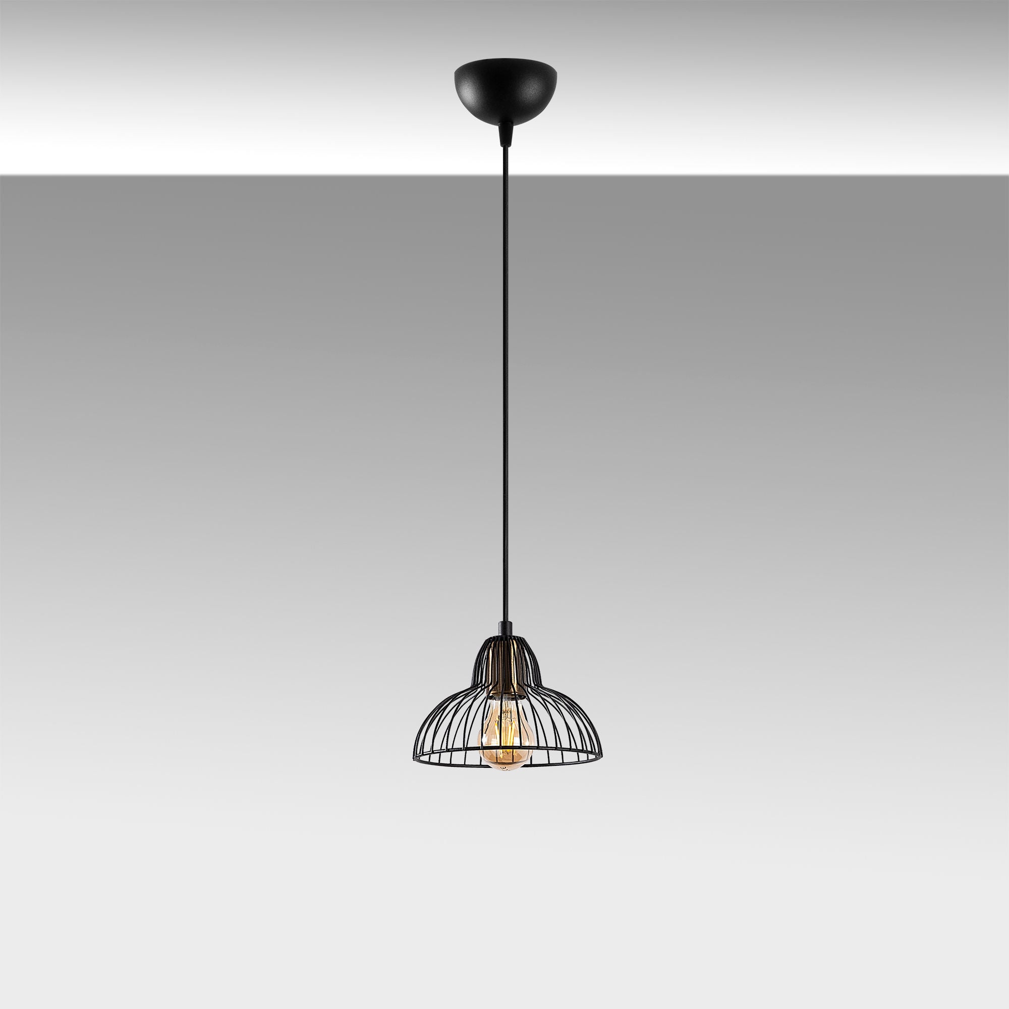 Candeeiro de Teto Industrial com Corpo em Metal, Altura Regulável, Acabamento Preto e Antigo, 20 x 20 x 114 cm | Soquete E27, Perfeito para Decoração Moderna