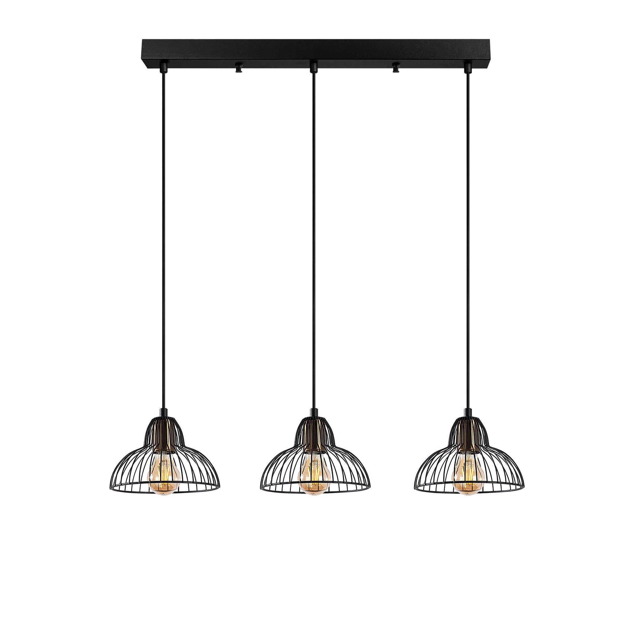 Candeeiro de Teto Industrial, Acabamento Preto e Antigo, 70 x 20 x 114 cm | Corpo em Metal, Altura Ajustável, 3 Soquetes E27 | Design Moderno e Inovador para Casa e Escritório