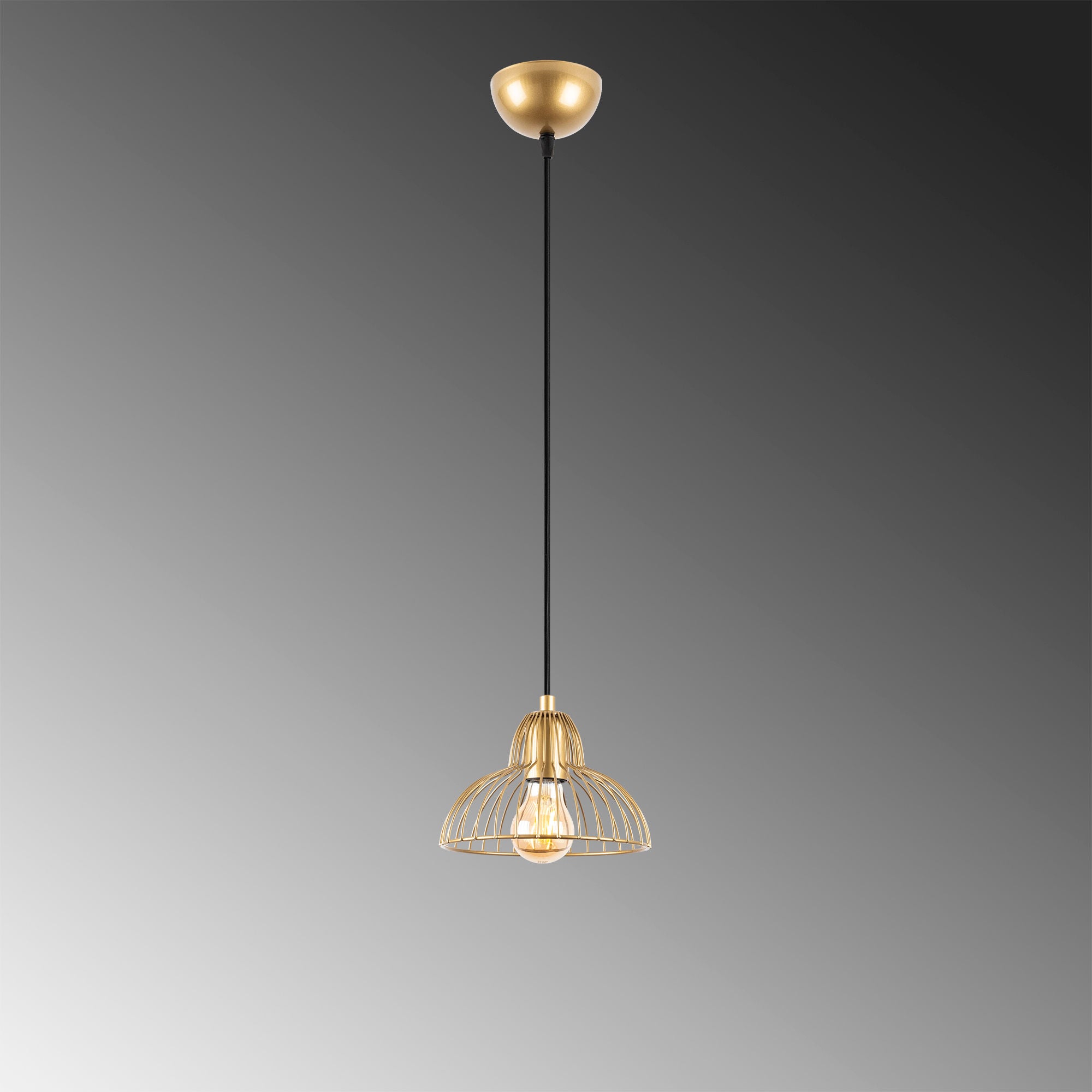 Candeeiro de Teto Dourado Elegante, Corpo em Metal, 20 x 20 x 114 cm | Altura Ajustável, Soquete E27, Design Moderno e Glamouroso | Perfeito para Salas de Estar e Salas de Jantar